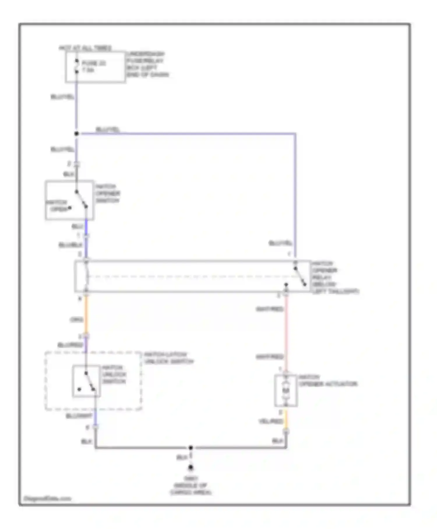 Wiring diagram hatch open for Honda Insight ZE1 (1999-2006)