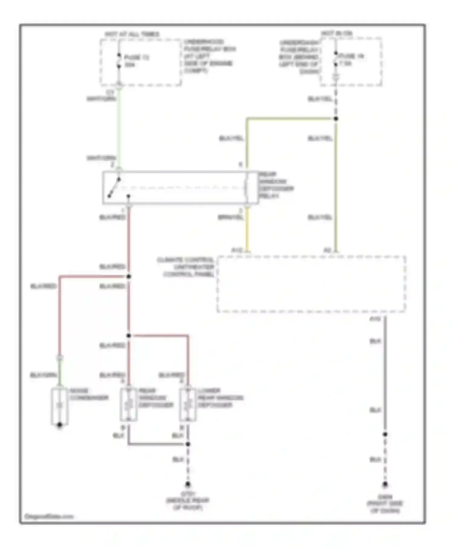 Wiring diagram rear window defogger relay for Honda Insight ZE1 (1999-2006)