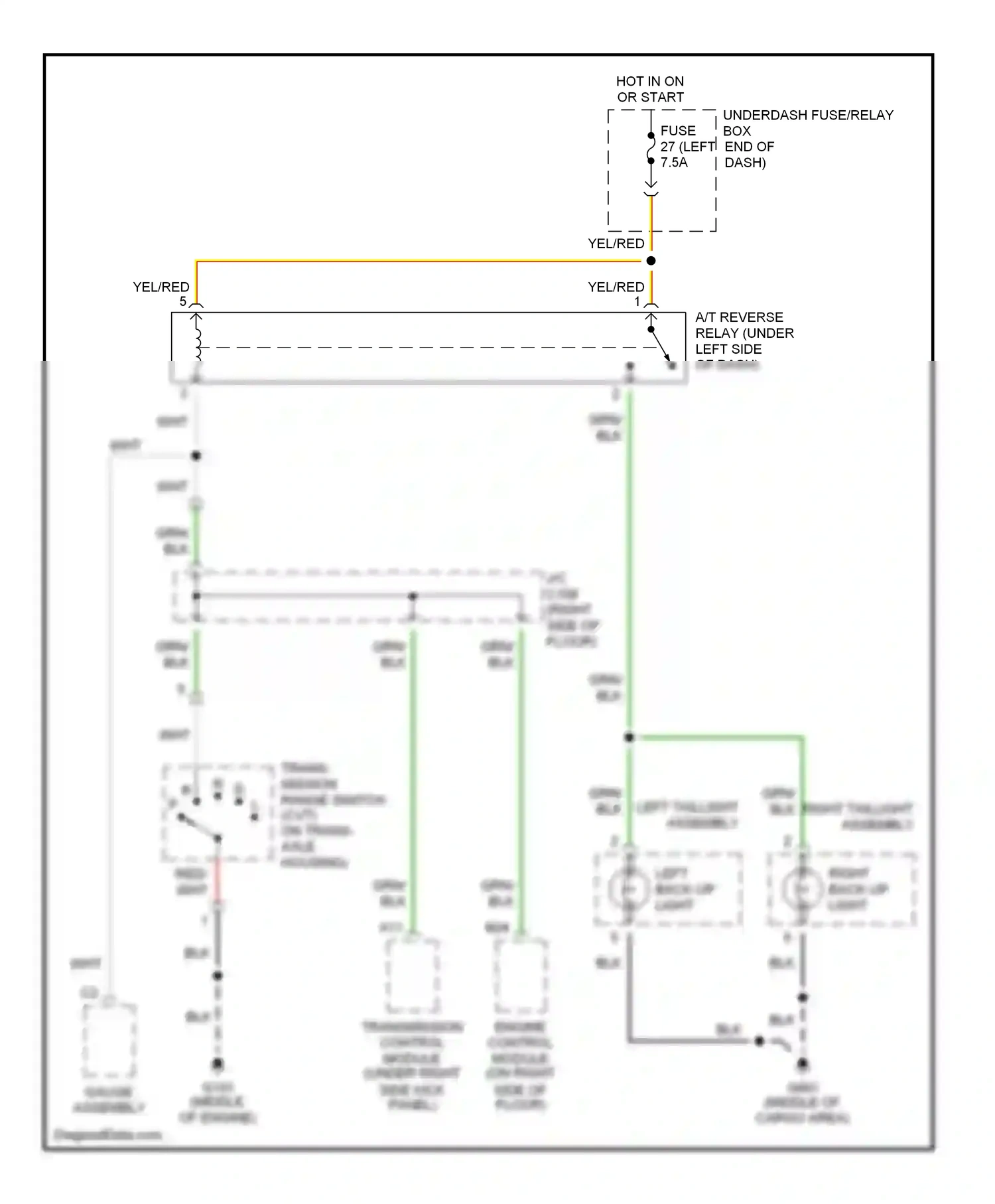 Wiring diagram left back-up light for Honda Insight ZE1 (1999-2006) (1 of 2)