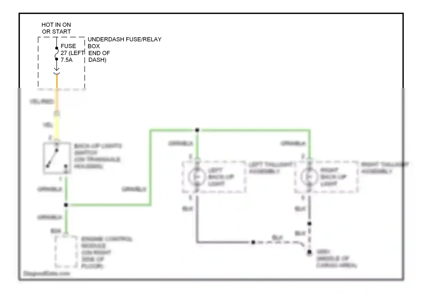 Wiring diagram left taillight assembly for Honda Insight ZE1 (1999-2006) (2 of 4)