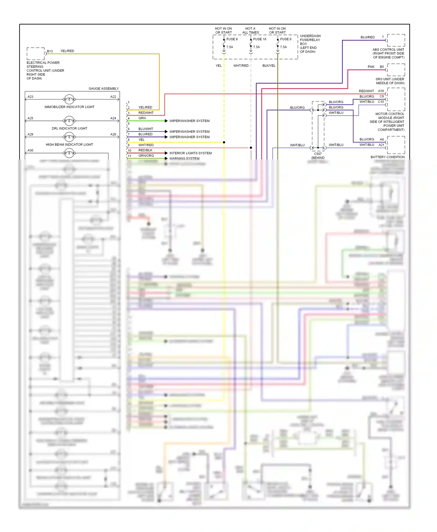 Wiring diagram red for Honda Insight ZE1 (1999-2006) (24 of 36)