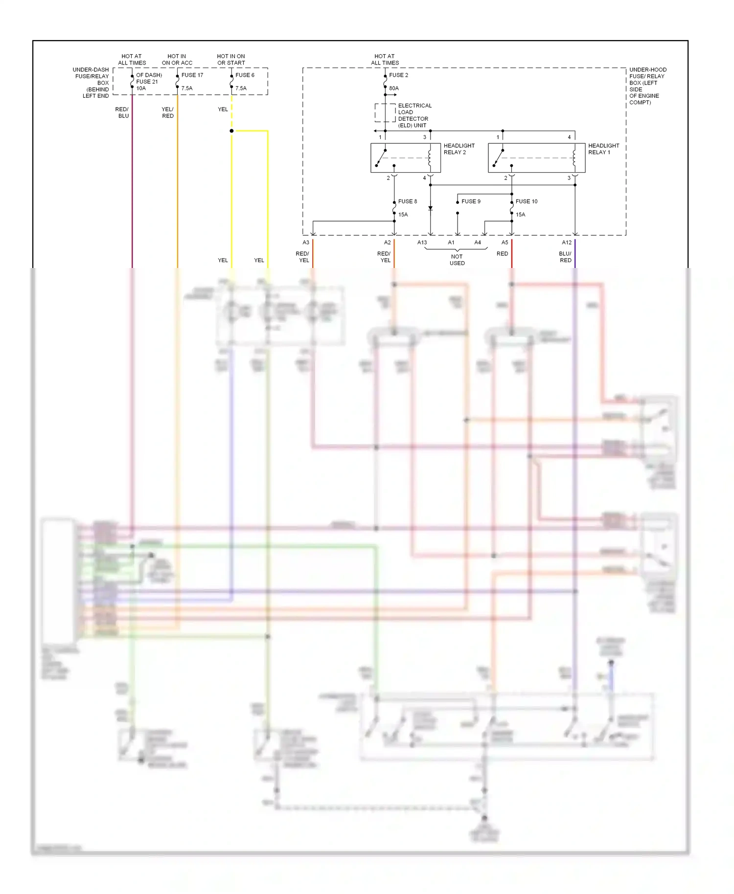Wiring diagram right headlight for Honda Insight ZE1 (1999-2006) (1 of 2)