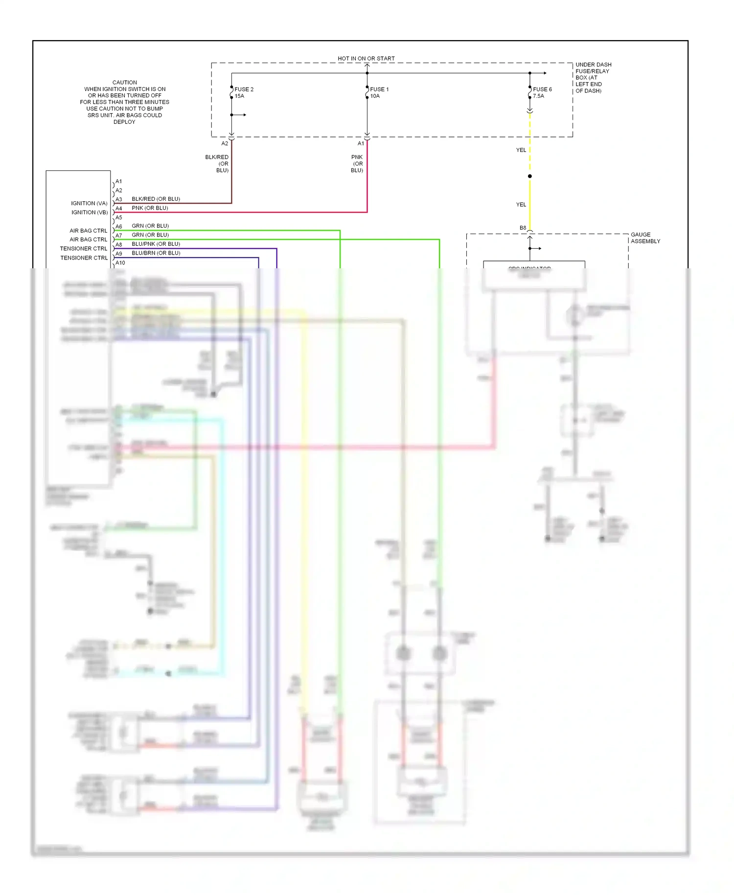 Wiring diagram srs indicator circuit for Honda Insight ZE1 (1999-2006) (1 of 1)