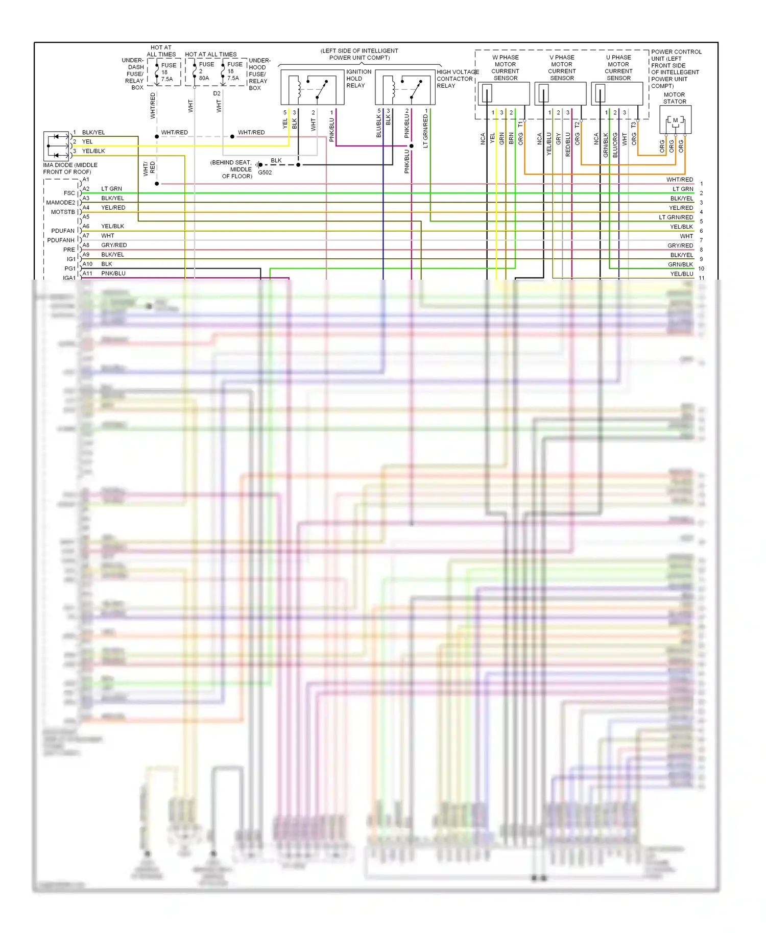 Wiring diagram v phase motor current sensor for Honda Insight ZE1 (1999-2006) (1 of 1)