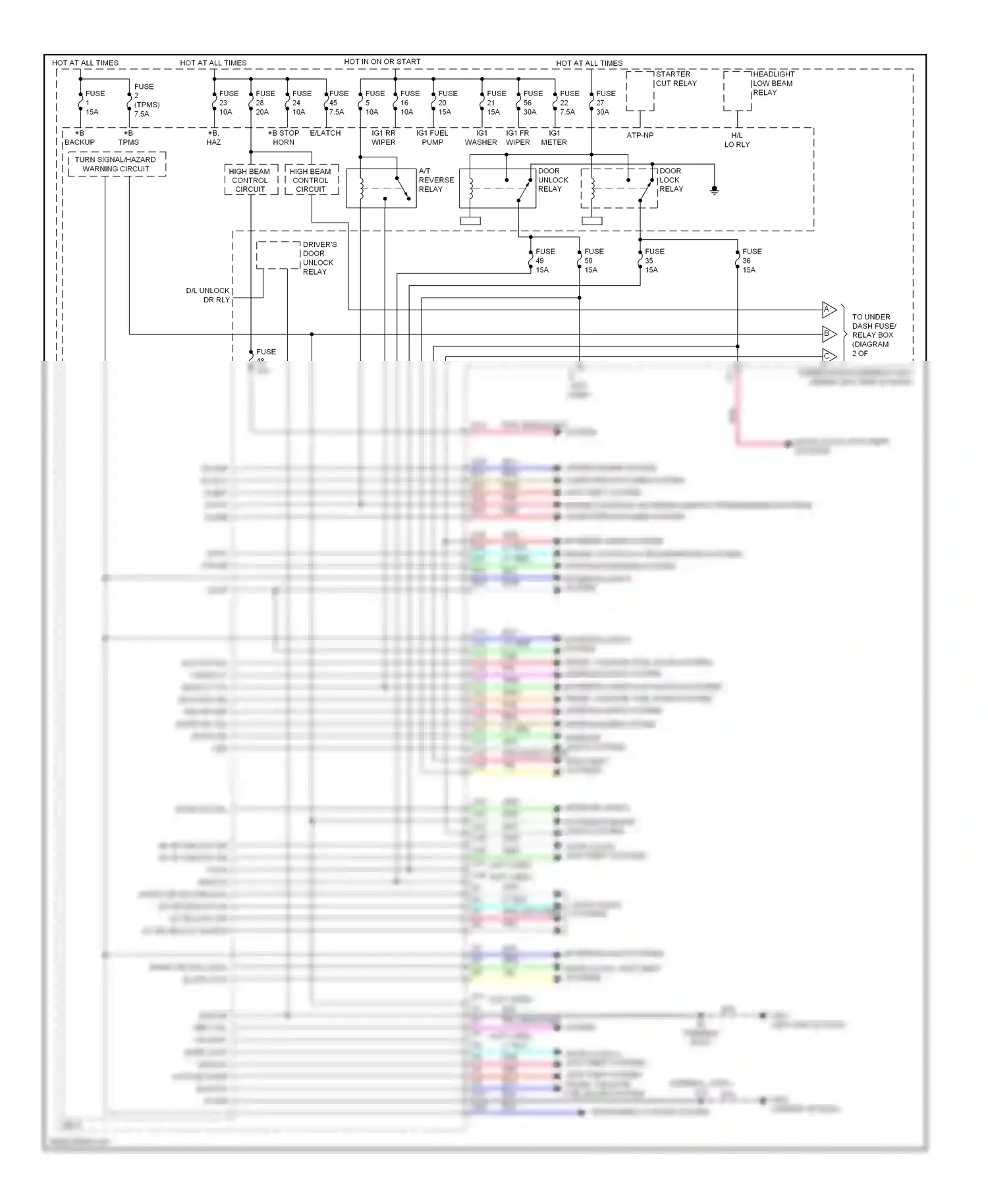 Wiring diagram a/t reverse relay for Honda Insight ZE2 facelift (2011-2014) (3 of 3)
