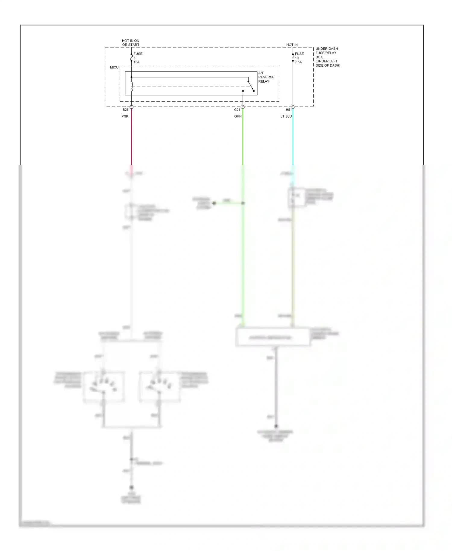 Wiring diagram a/t reverse relay for Honda Insight ZE2 facelift (2011-2014) (1 of 3)