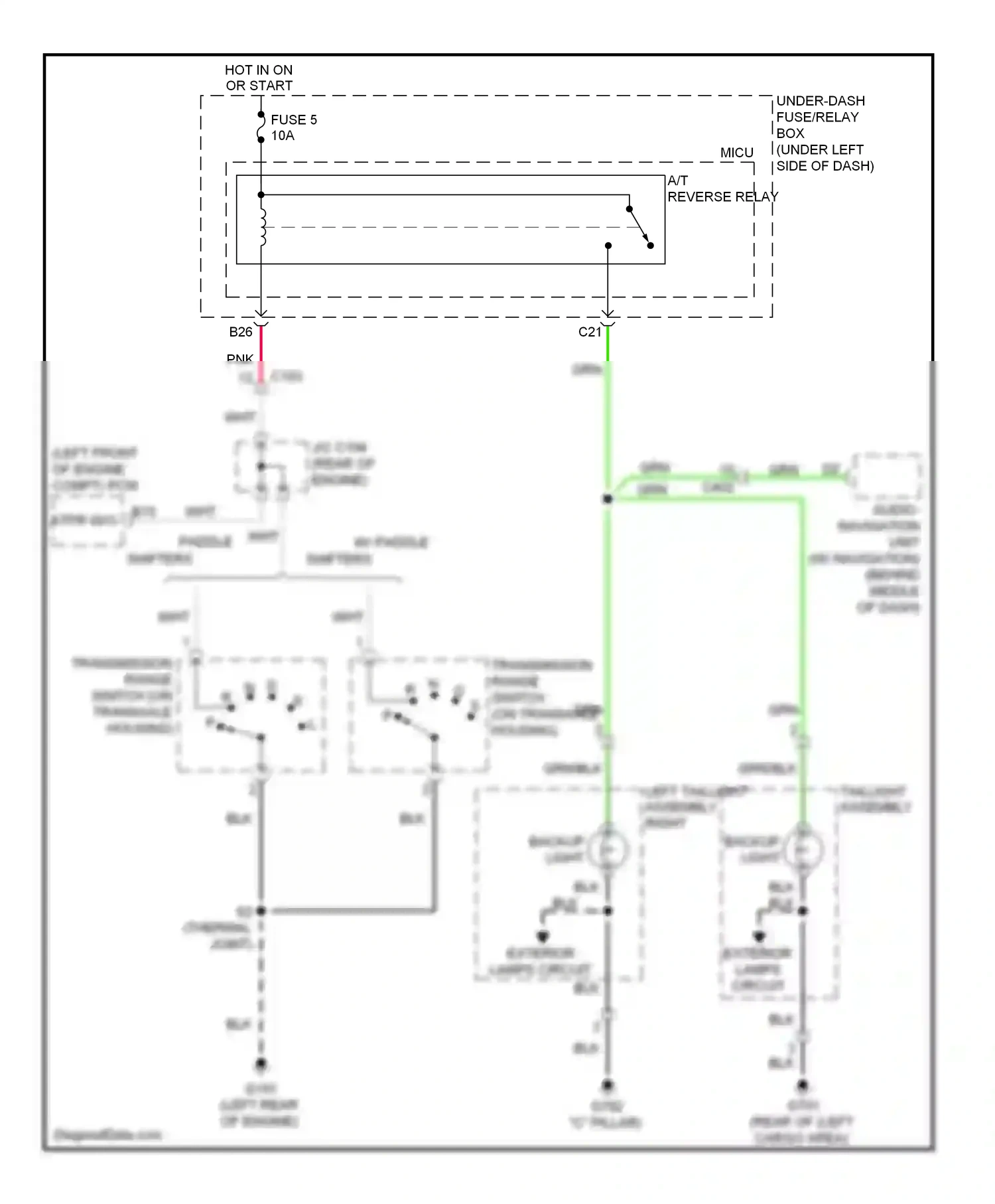 Wiring diagram a/t reverse relay for Honda Insight ZE2 facelift (2011-2014) (2 of 3)