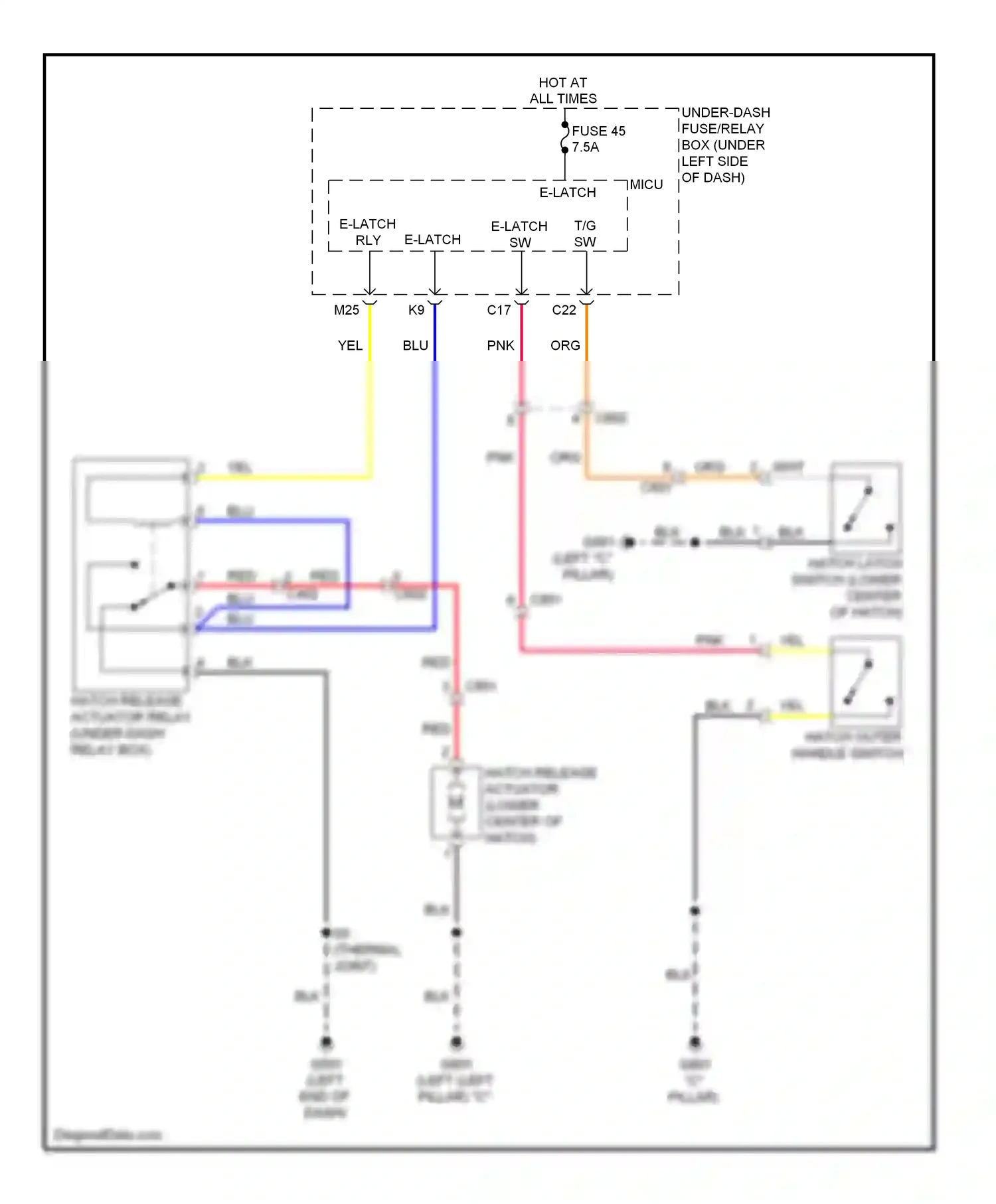 Wiring diagram e-latch rly for Honda Insight ZE2 facelift (2011-2014) (2 of 2)