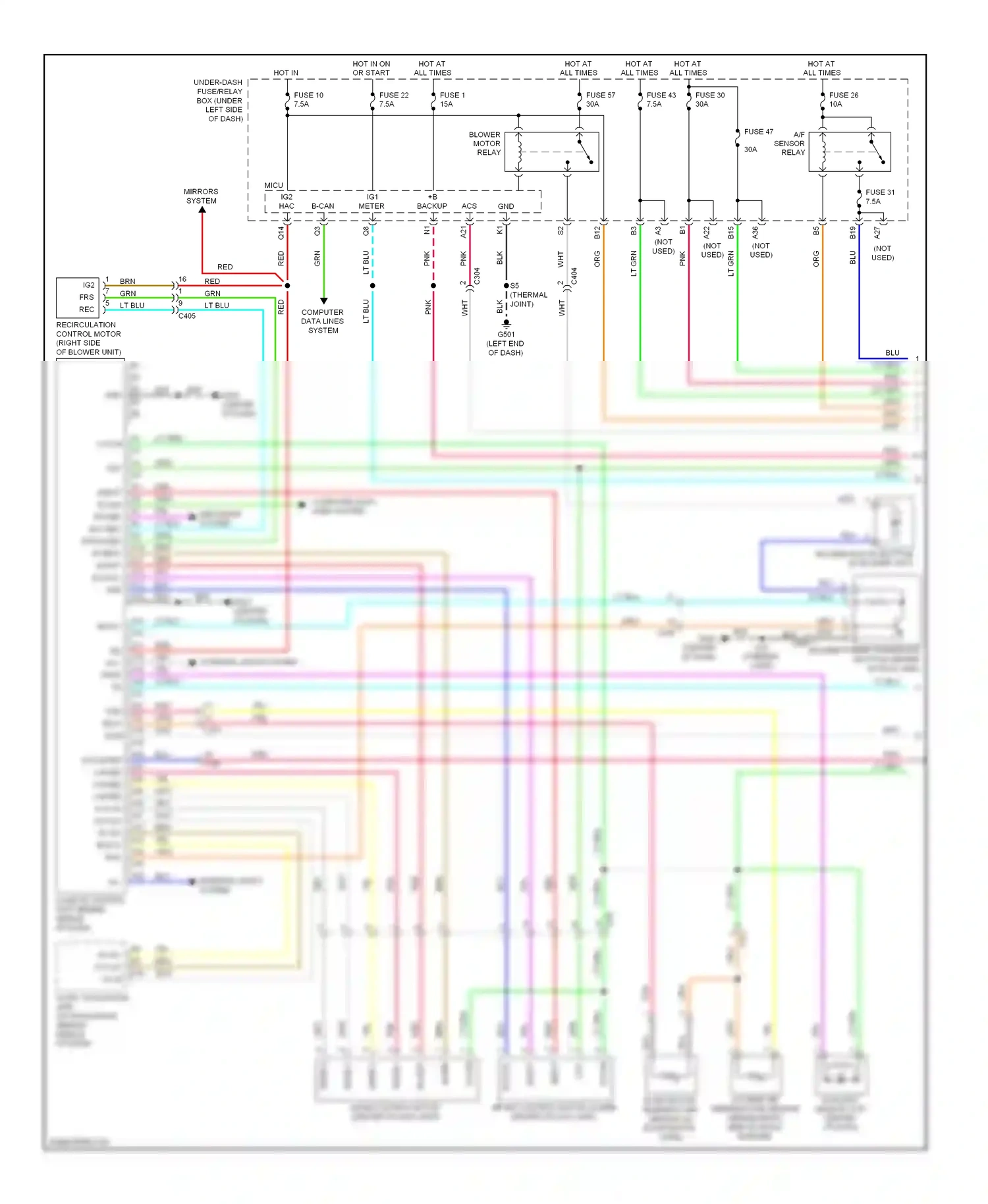 Wiring diagram fuse 57 for Honda Insight ZE2 facelift (2011-2014) (1 of 2)
