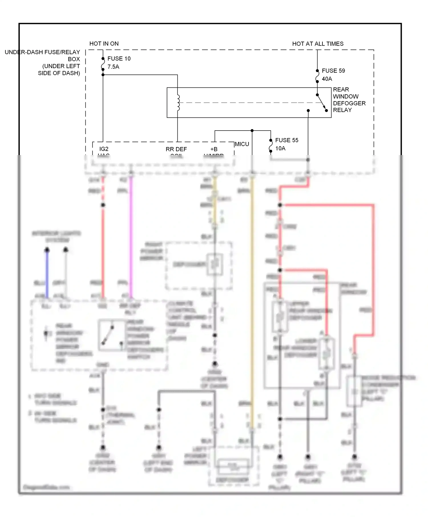 Wiring diagram lower rear window defogger for Honda Insight ZE2 facelift (2011-2014) (3 of 5)