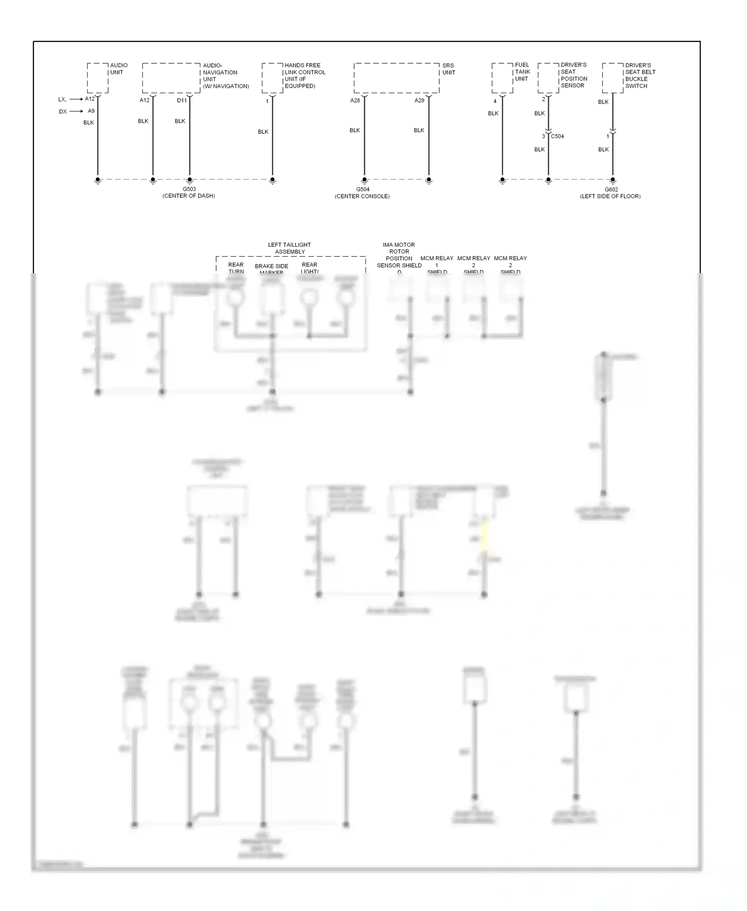 Wiring diagram right front side marker light for Honda Insight ZE2 facelift (2011-2014) (2 of 3)