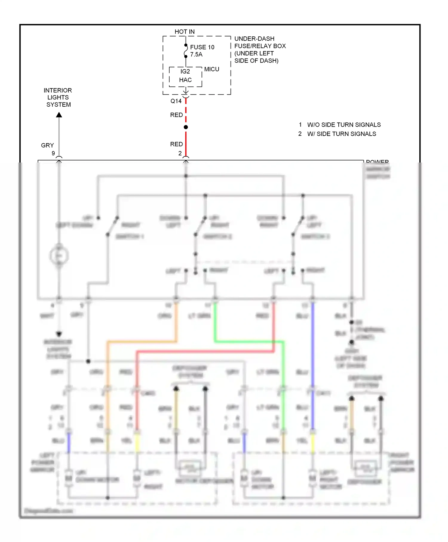 Wiring diagram up/ down motor for Honda Insight ZE2 facelift (2011-2014) (1 of 1)