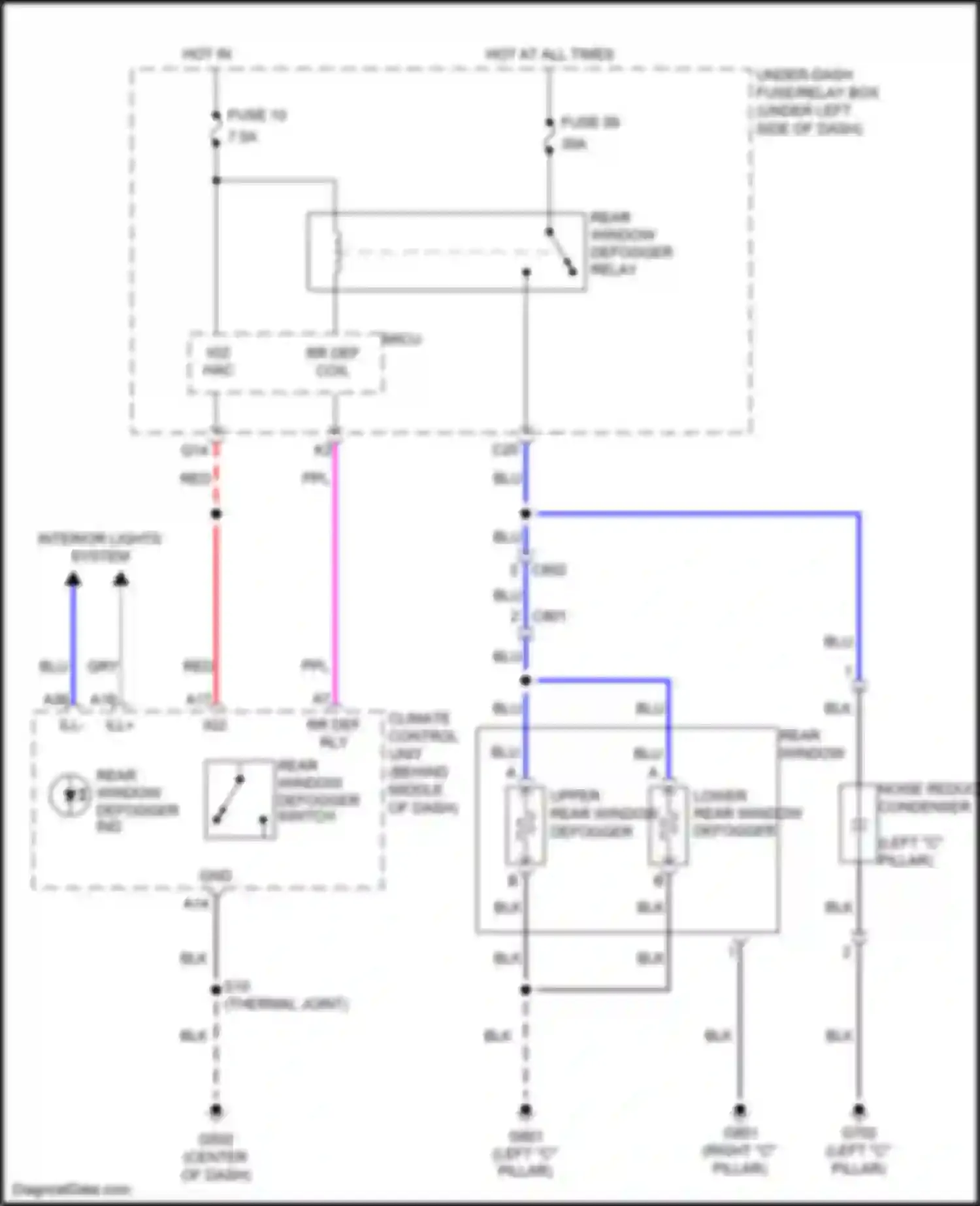 Insight Honda ZE2 facelift (2011-2014): Rear defogger circuit, w/o power mirror defogger
