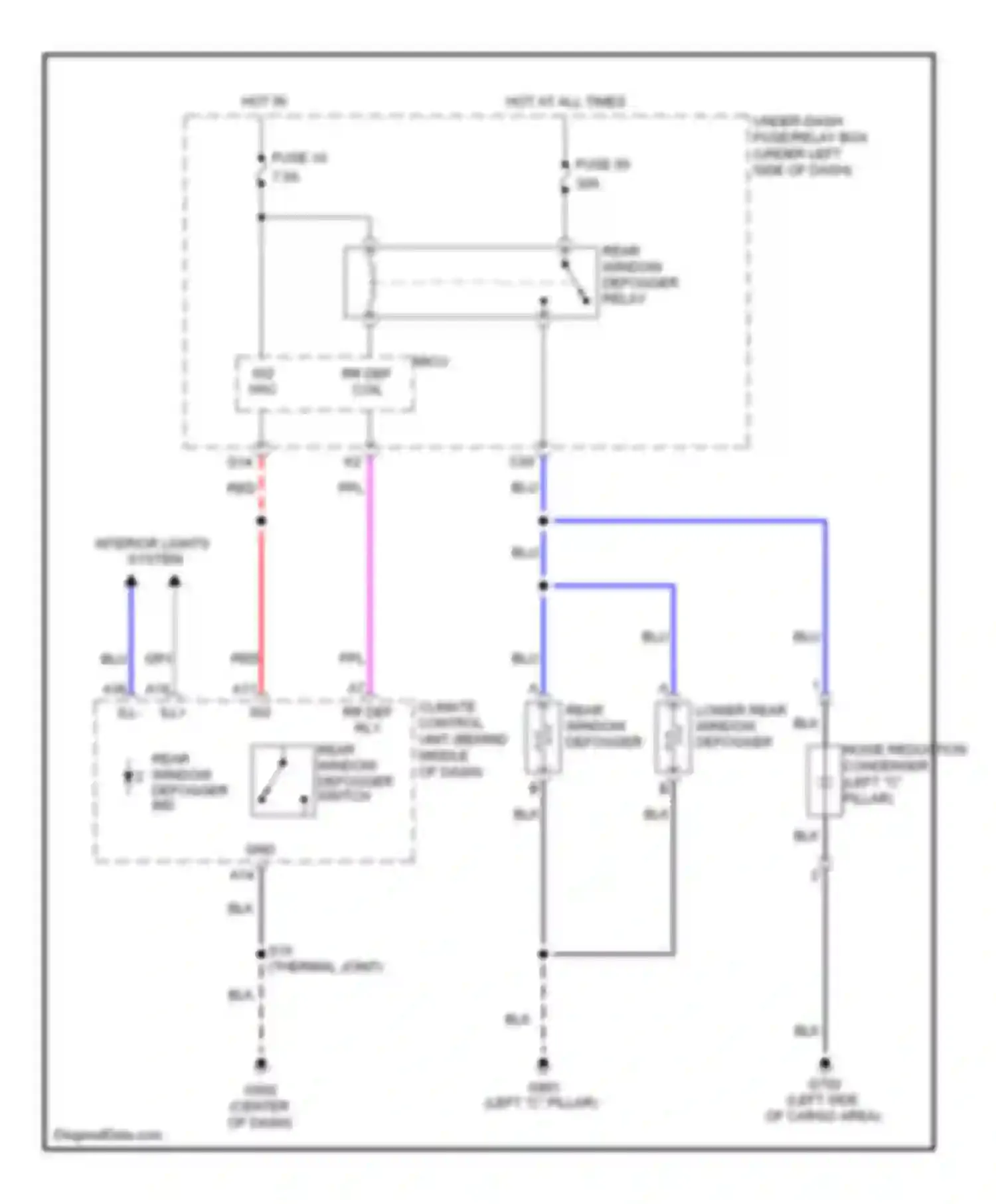 Insight Honda ZE2 (2009-2011): Rear defogger circuit, without power mirror defogger