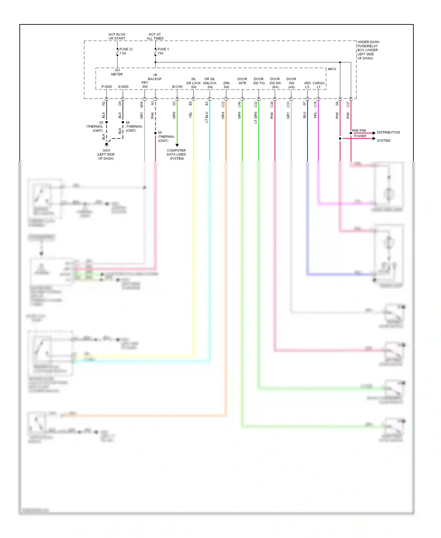 Honda Insight ZE2 (2009-2011) left "c" pillar) wiring diagram  (2 of 13)