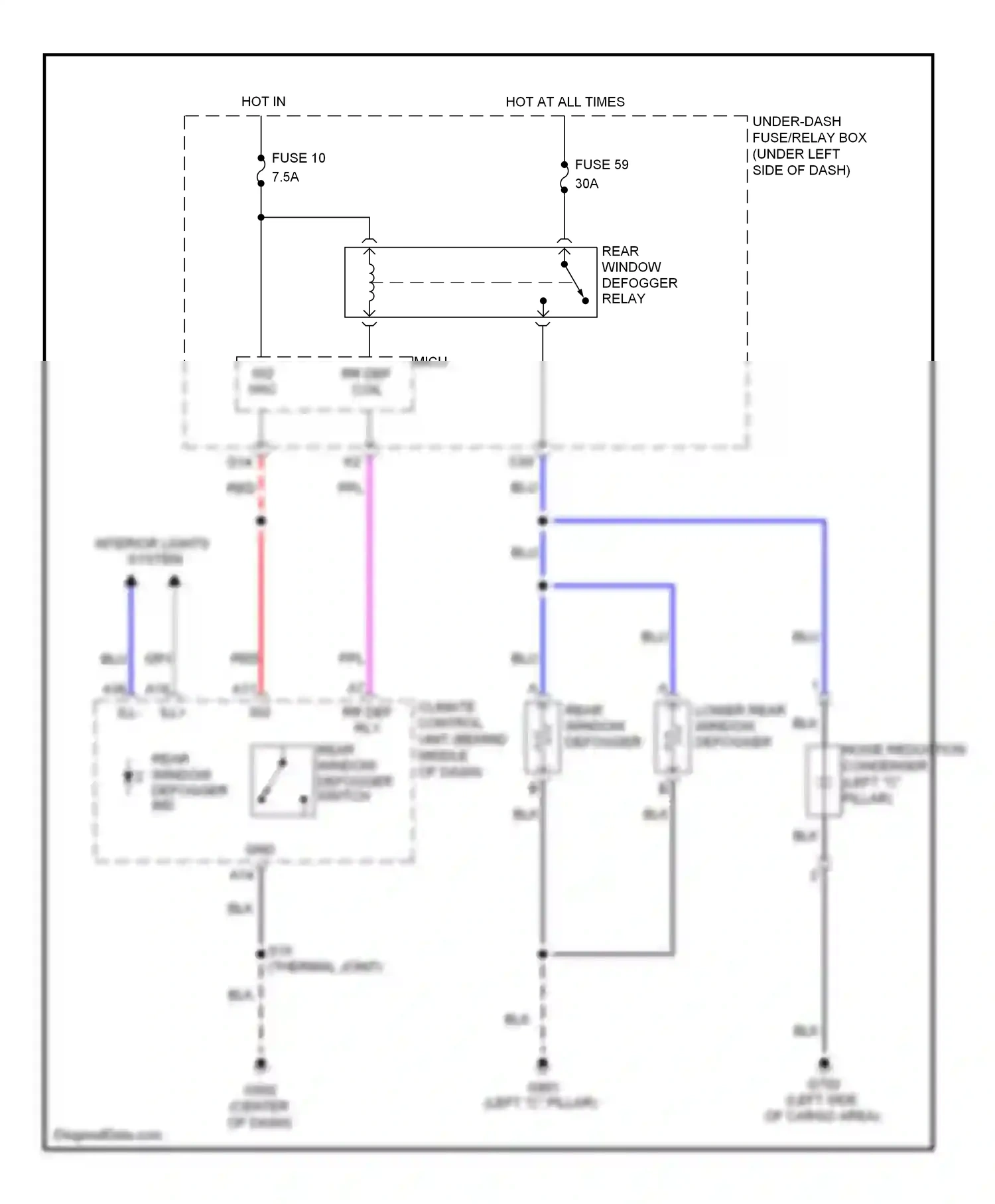 Honda Insight ZE2 (2009-2011) left "c" pillar) wiring diagram  (8 of 13)