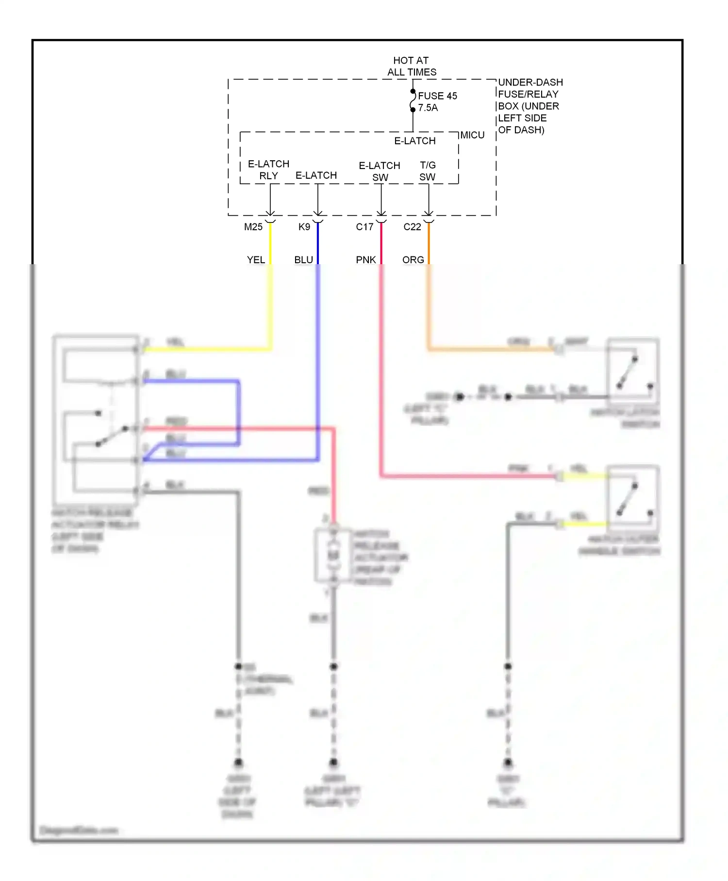 Honda Insight ZE2 (2009-2011) left "c" pillar) wiring diagram  (12 of 13)