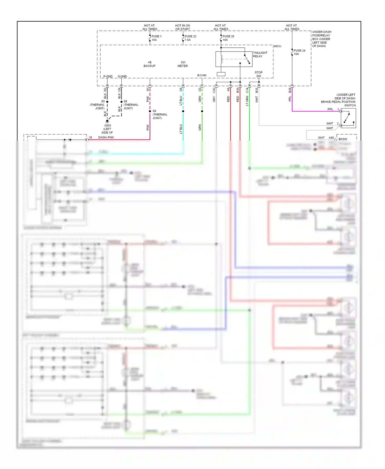 Honda Insight ZE2 (2009-2011) left front parking light wiring diagram  (1 of 1)