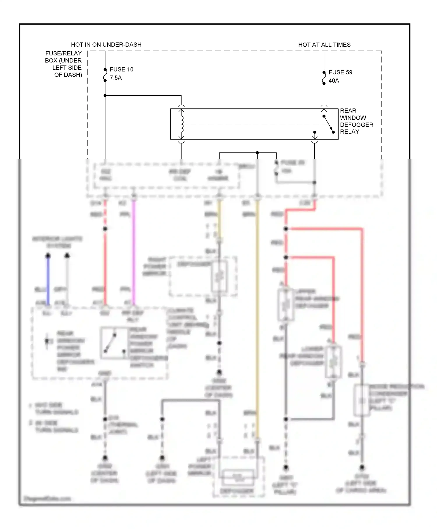 Honda Insight ZE2 (2009-2011) lower rear window defogger wiring diagram  (3 of 3)