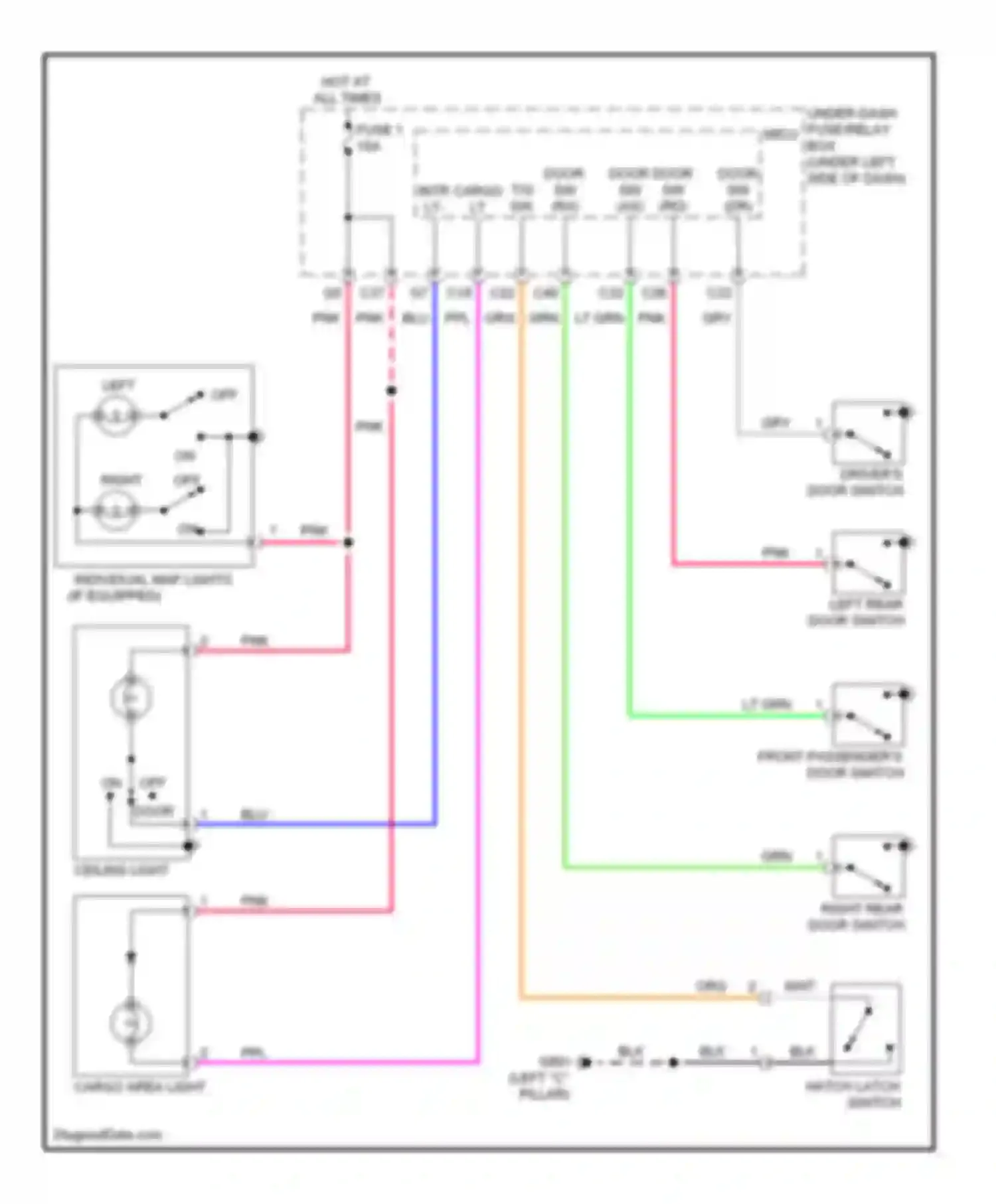 Wiring diagram left "c" pillar) for Honda Insight ZE2 (2009-2011)