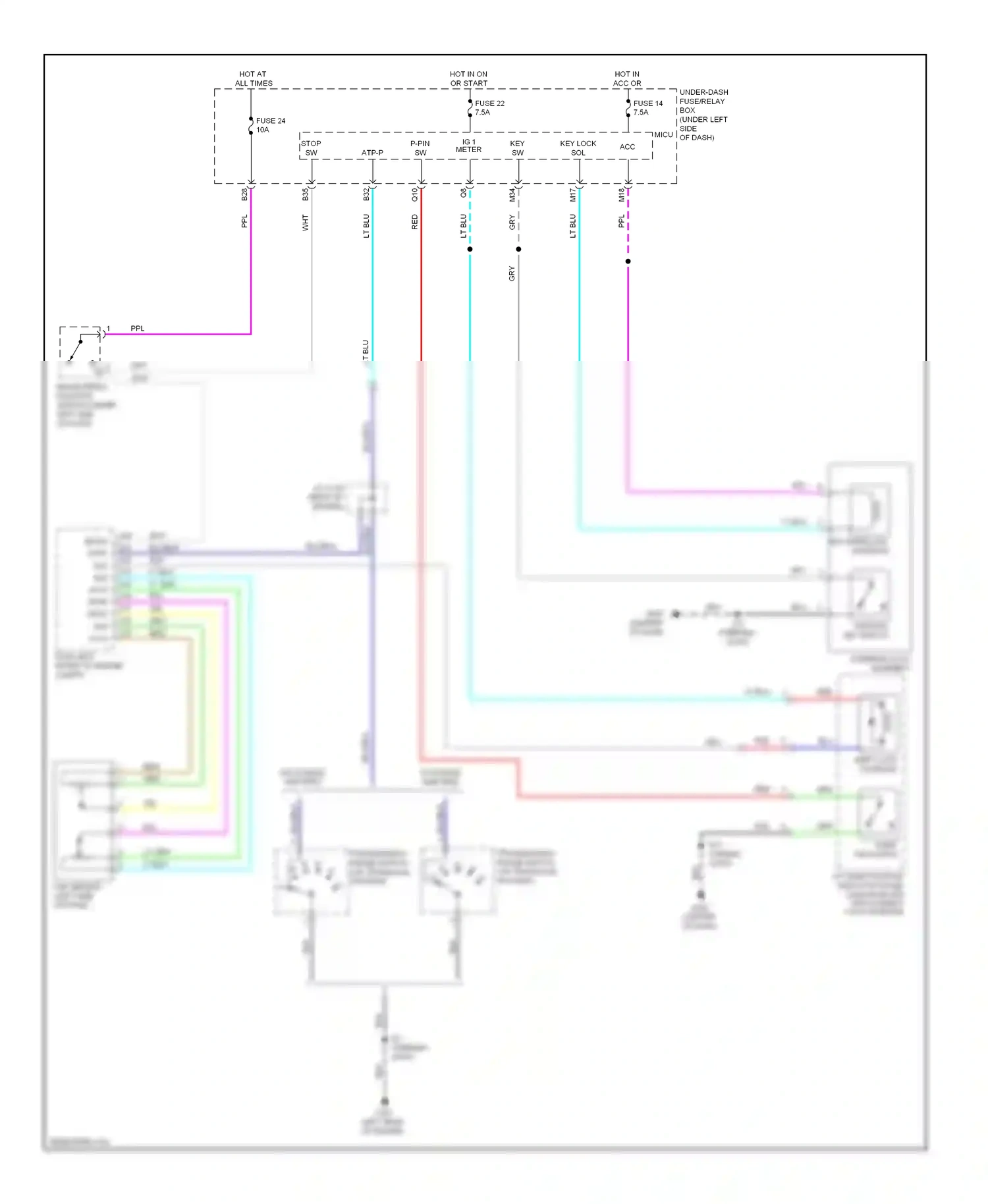 Honda Insight ZE2 (2009-2011) switch/shift lock solenoid wiring diagram  (1 of 1)