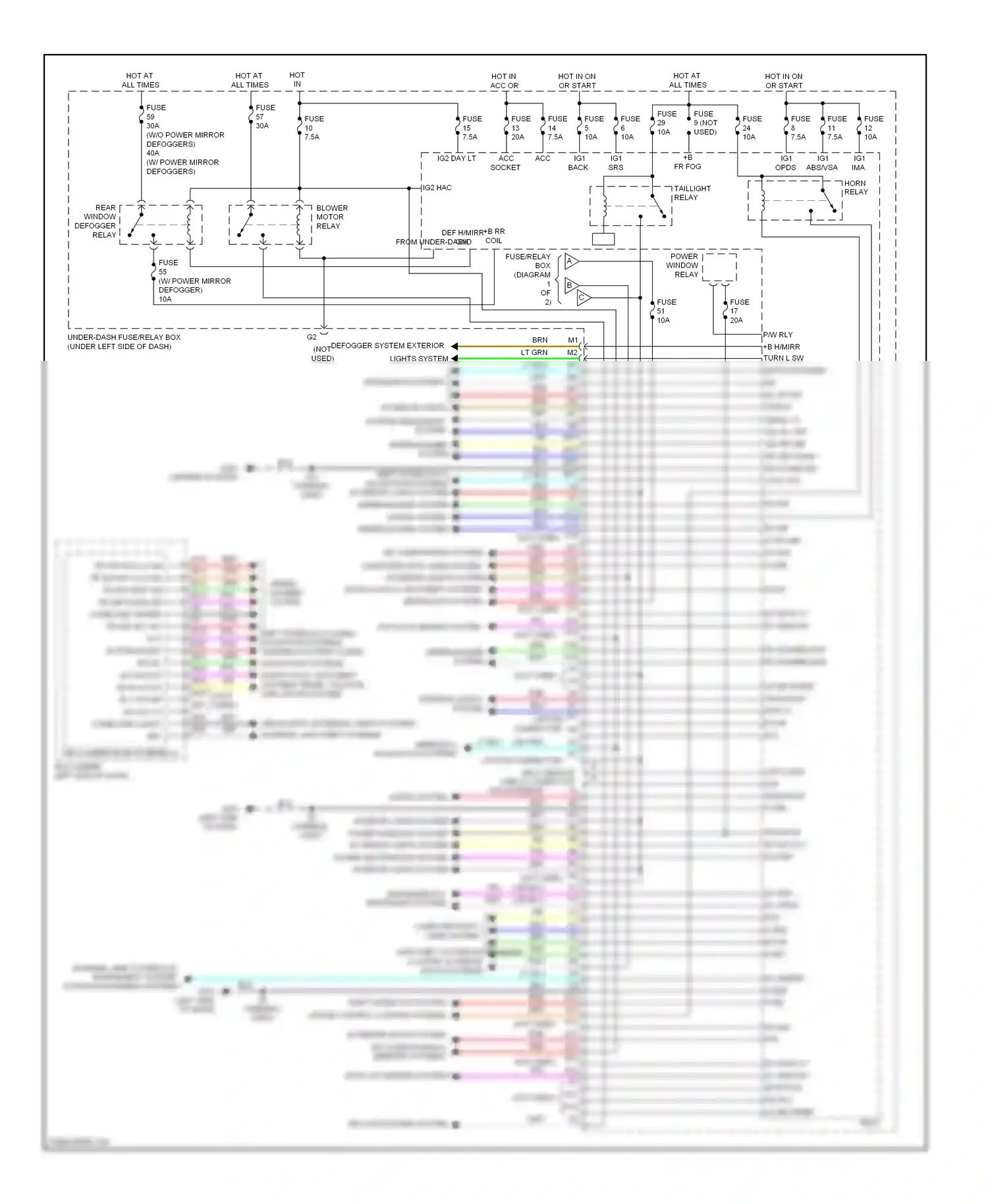 Honda Insight ZE2 (2009-2011) warning, shift interlock, instrument cluster, starting/charging systems wiring diagram  (1 of 1)