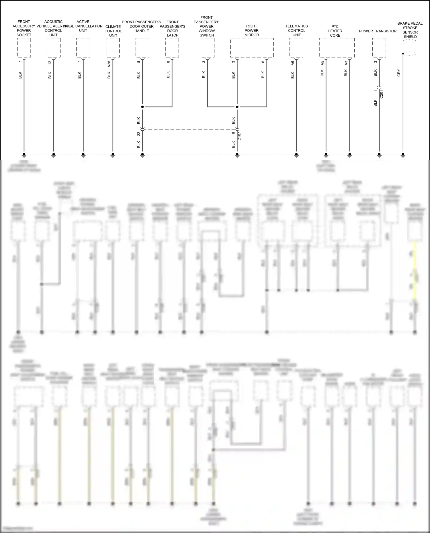 Honda Insight ZE4 (2018-2024) front passenger's power window switch wiring diagram  (4 of 8)