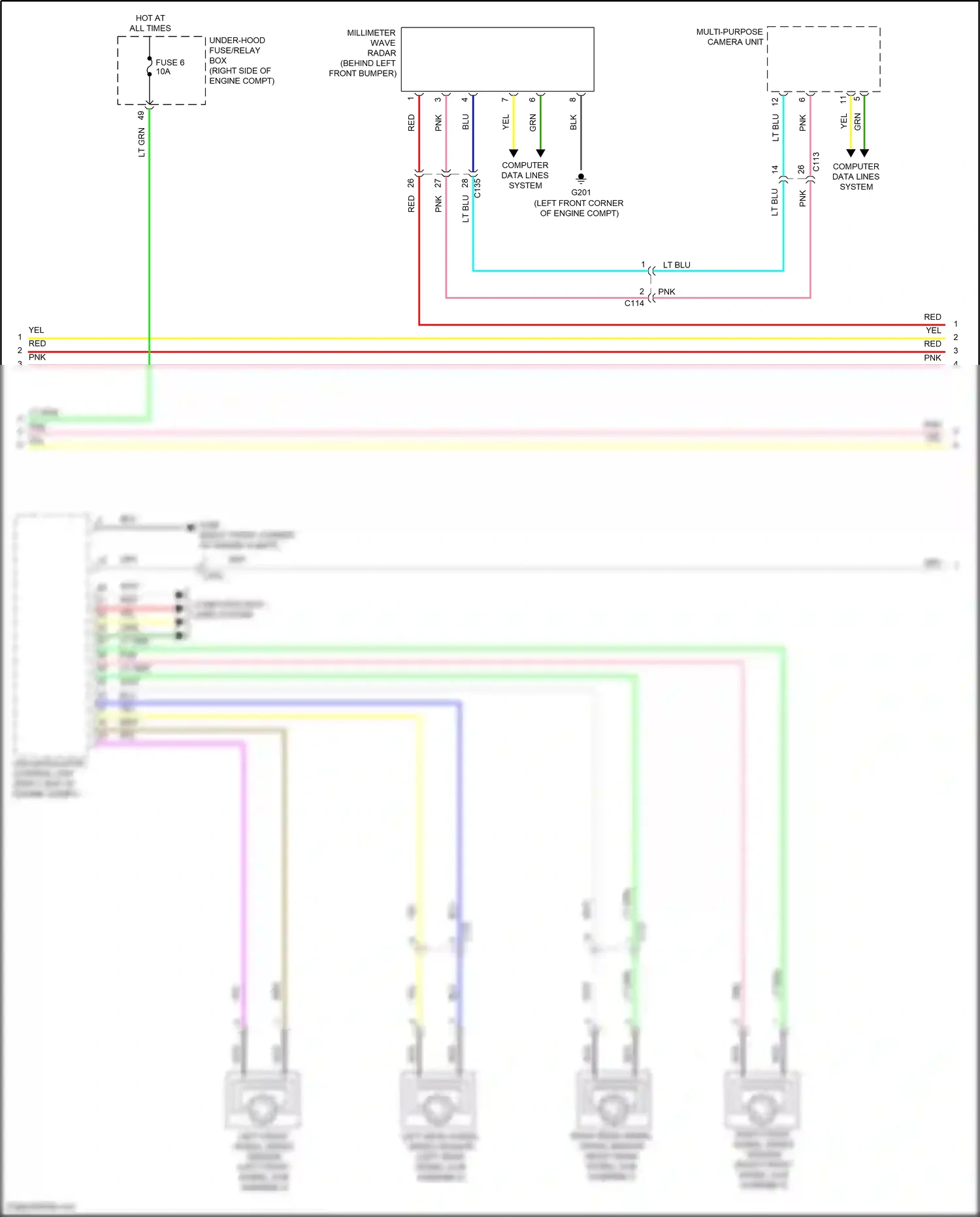 Honda Insight ZE4 (2018-2024) left front wheel speed sensor wiring diagram  (2 of 2)