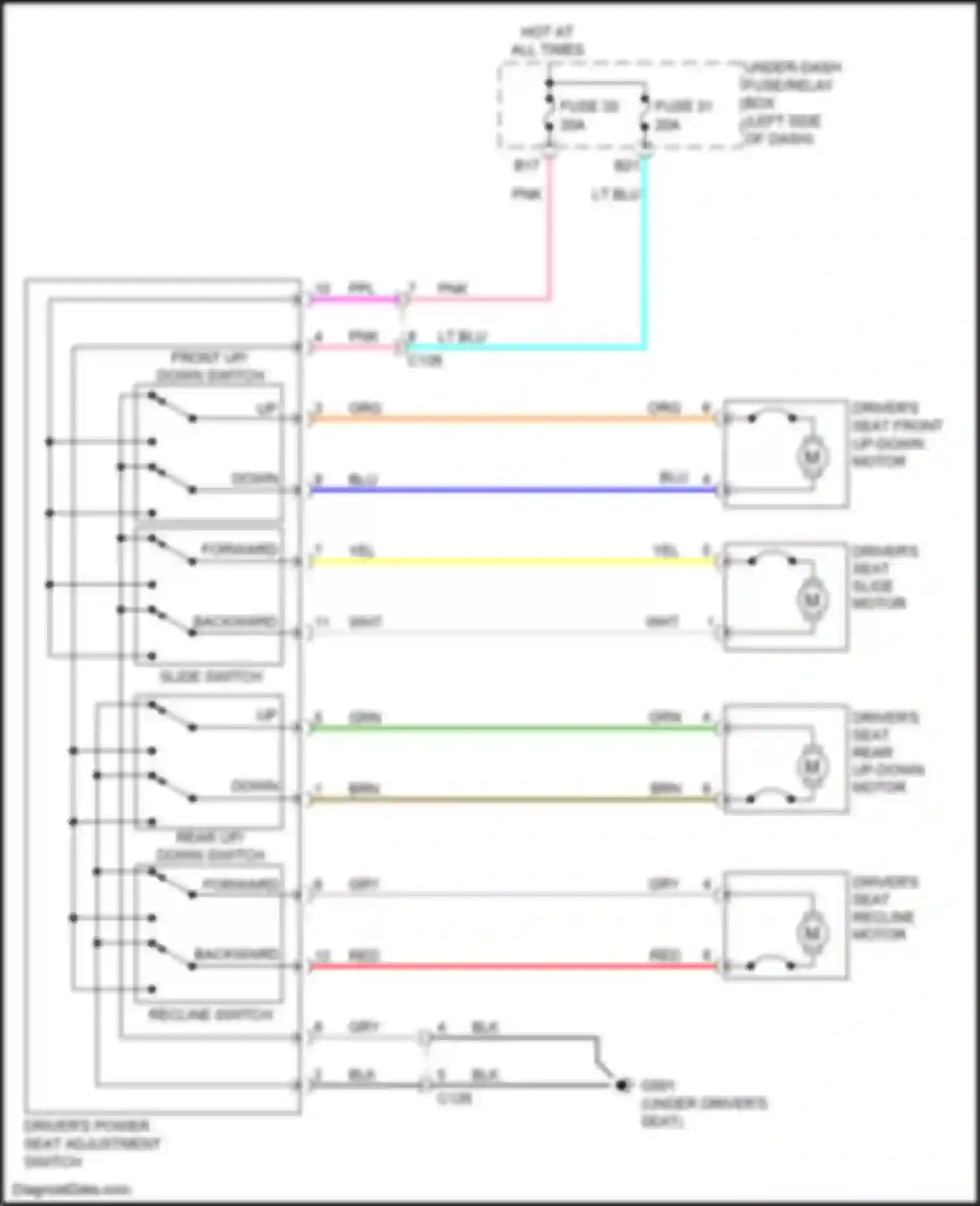 Wiring diagram recline switch for Honda Insight ZE4 (2018-2024) (1 of 2)