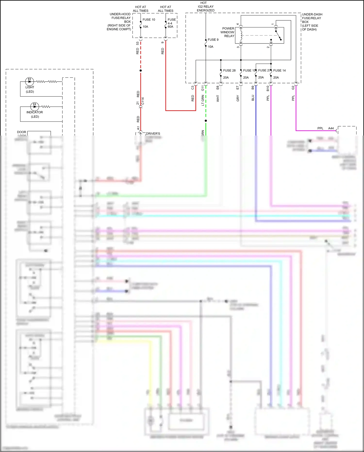 Honda Insight ZE4 (2018-2024) window lock switch wiring diagram  (1 of 1)