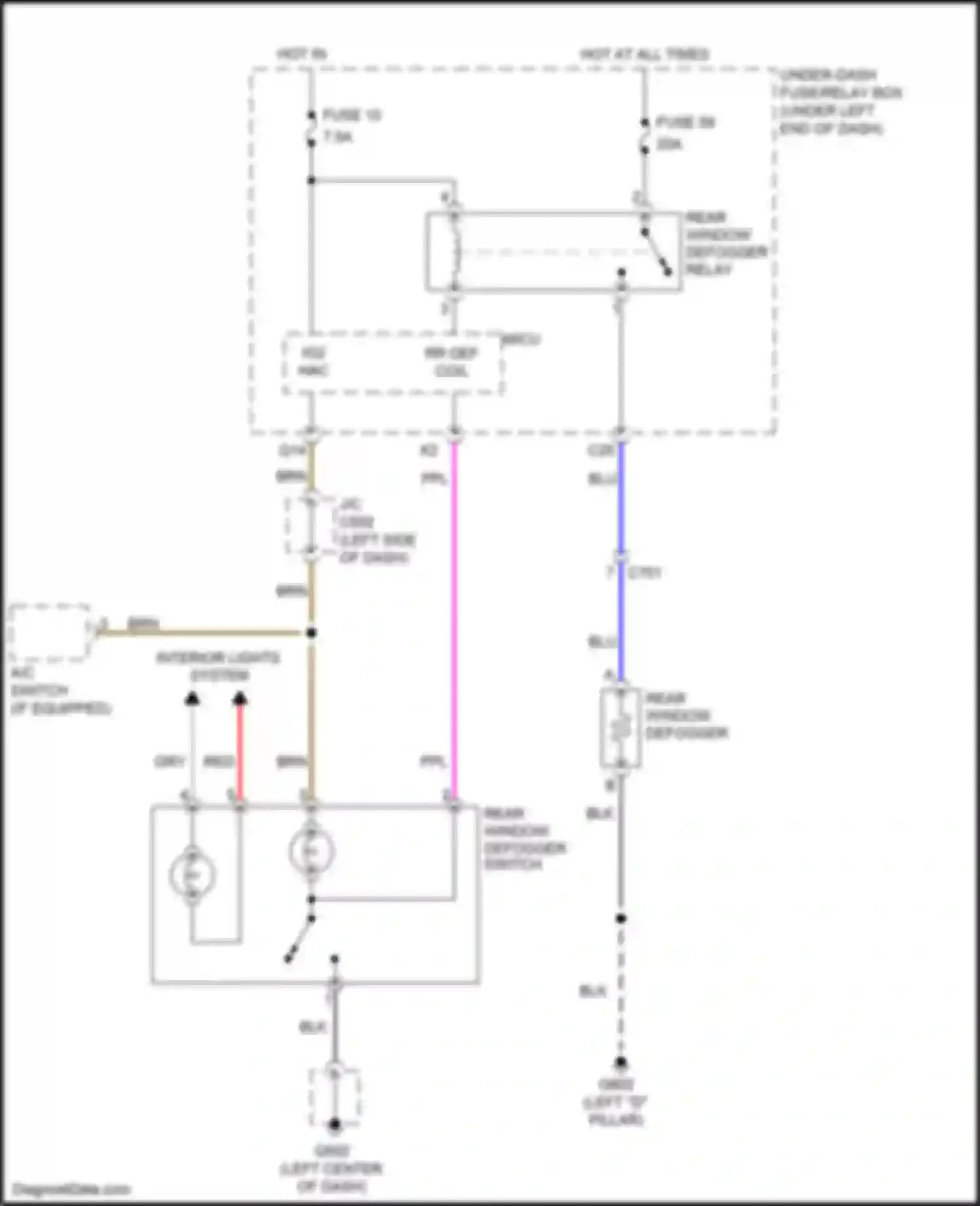 Jazz Honda GG facelift (2011-2014): Defoggers circuit, except electric vehicle w/o power mirror defogger