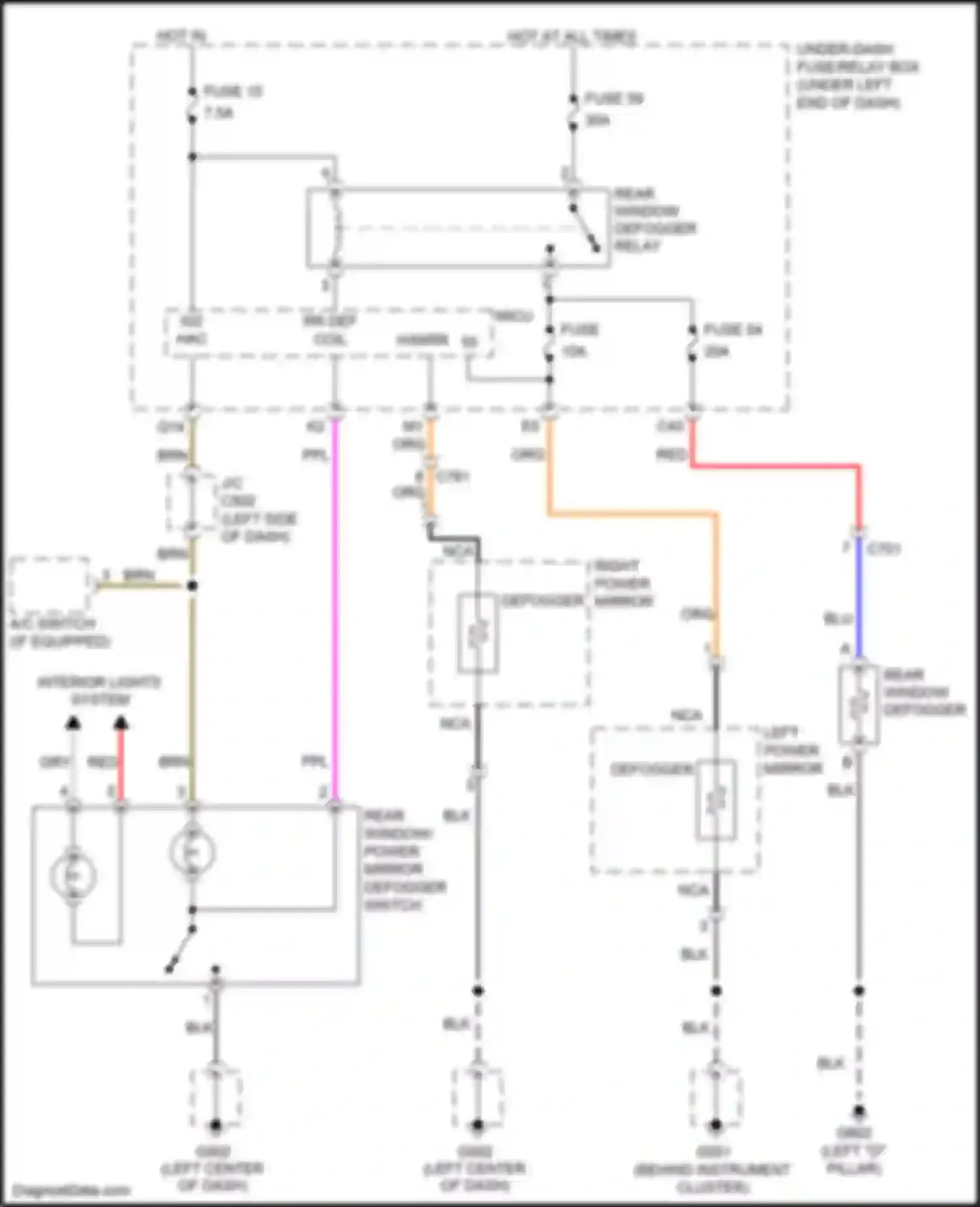 Jazz Honda GG facelift (2011-2014): Defoggers circuit, except electric vehicle w/ power mirror defogger