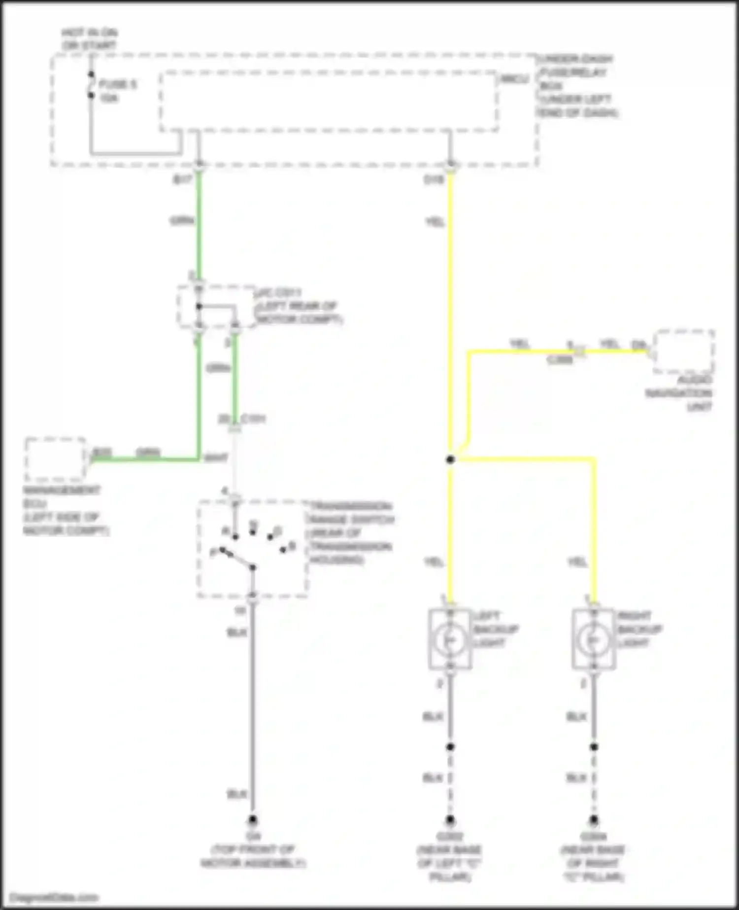 Jazz Honda GG facelift (2011-2014): Backup lamps circuit, electric vehicle