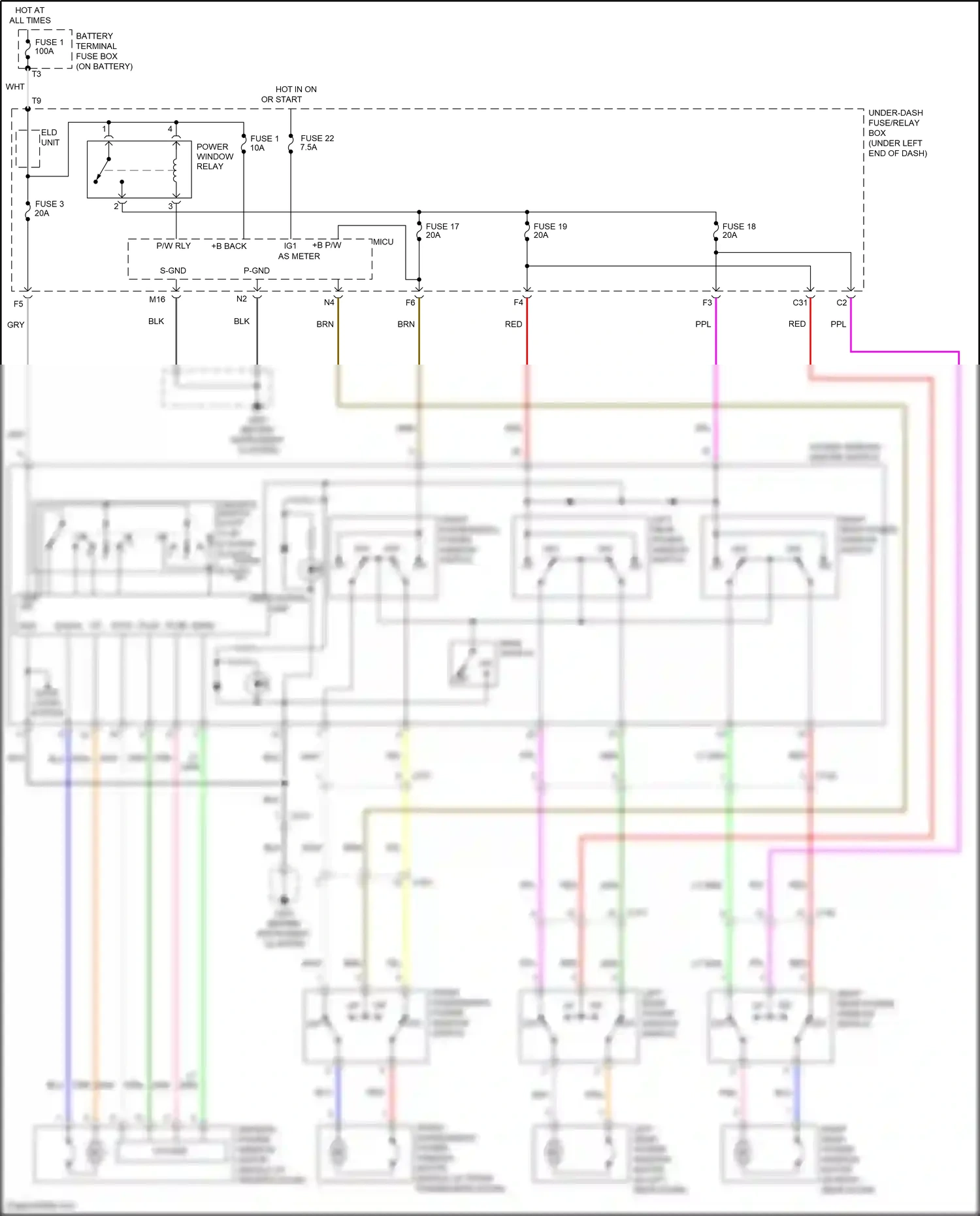 Honda Jazz GG facelift (2011-2014) driver's switch wiring diagram  (2 of 2)