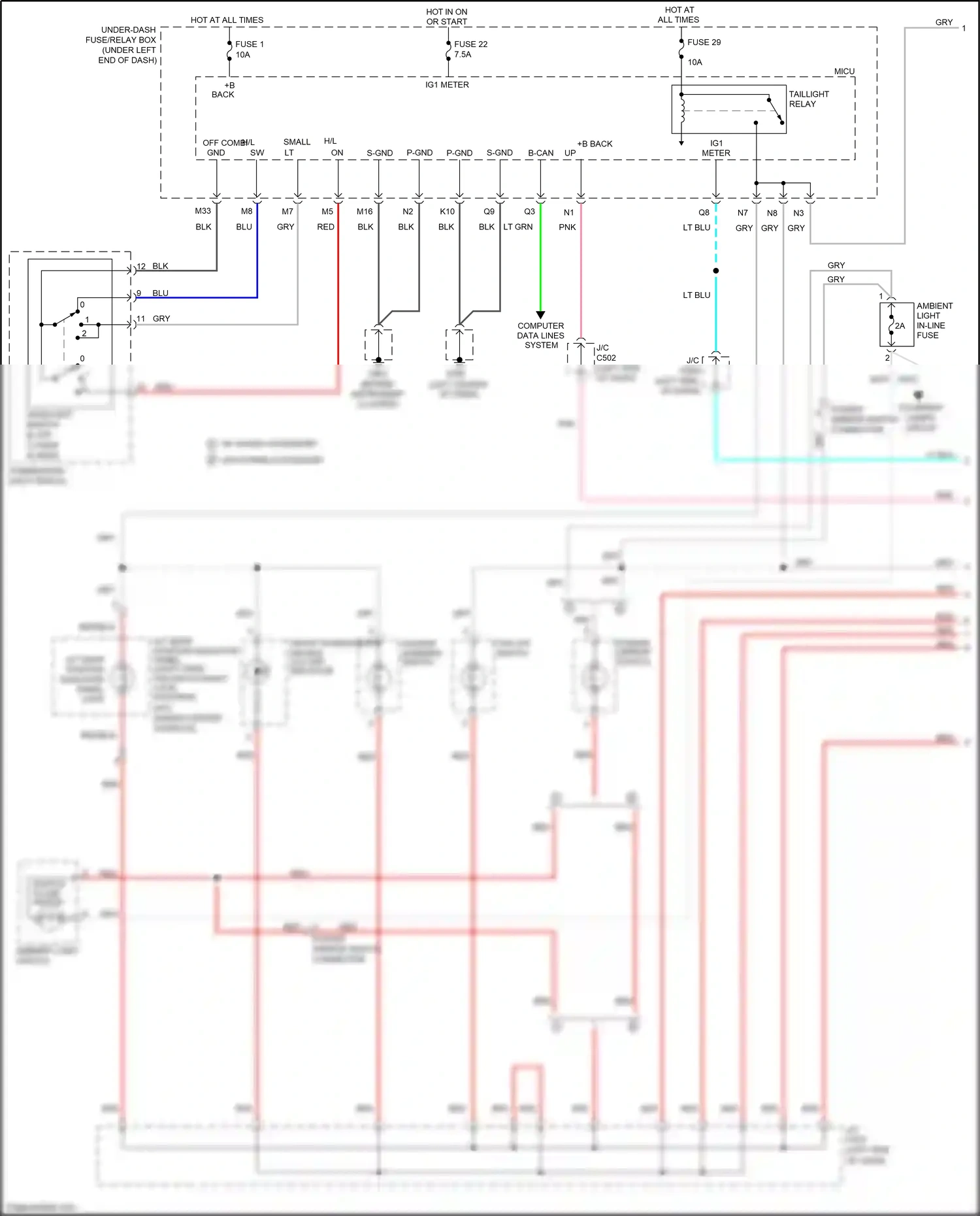 Honda Jazz GG facelift (2011-2014) headlight switch wiring diagram  (5 of 5)