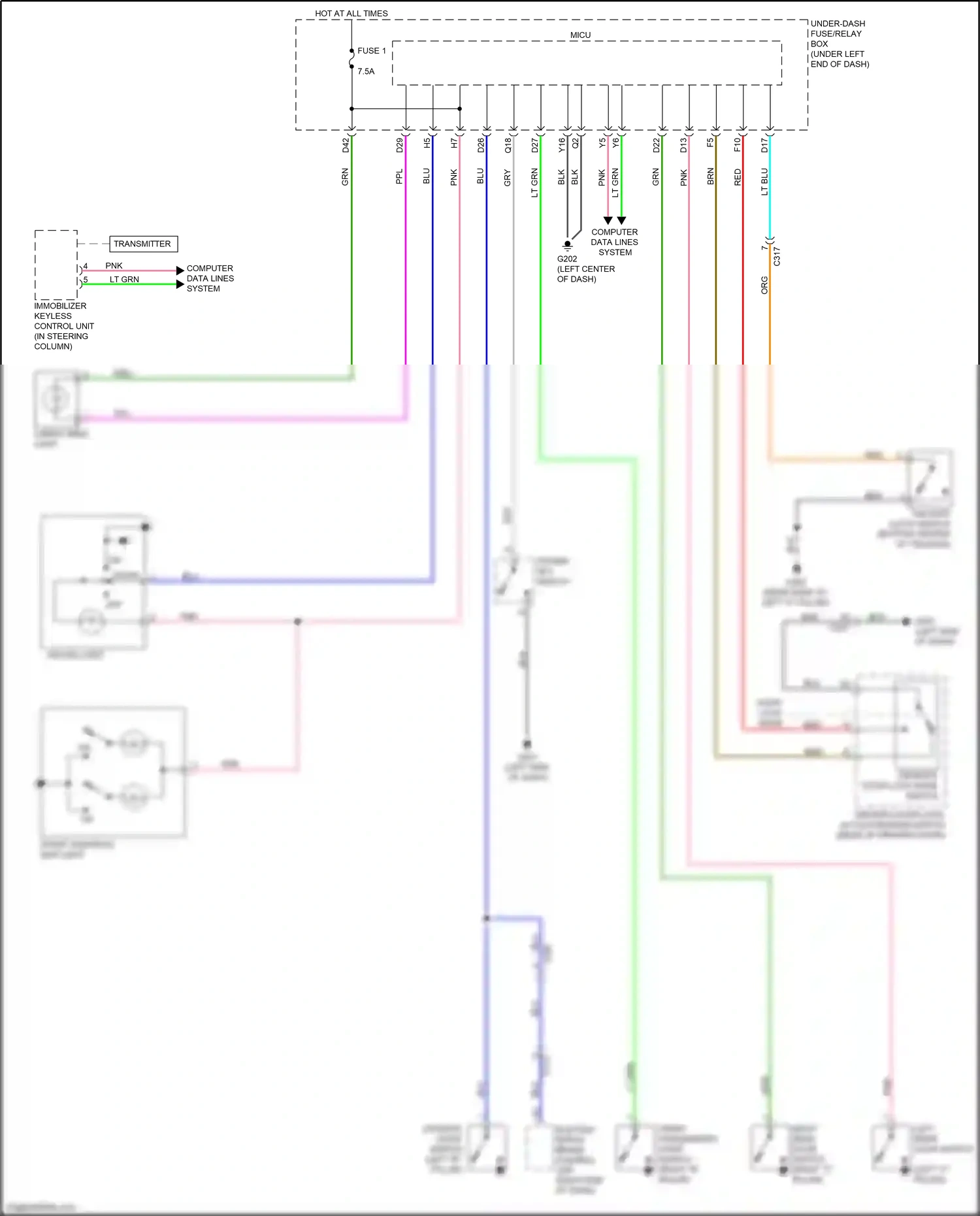 Honda Jazz GG facelift (2011-2014) immobilizer keyless control unit wiring diagram  (2 of 12)