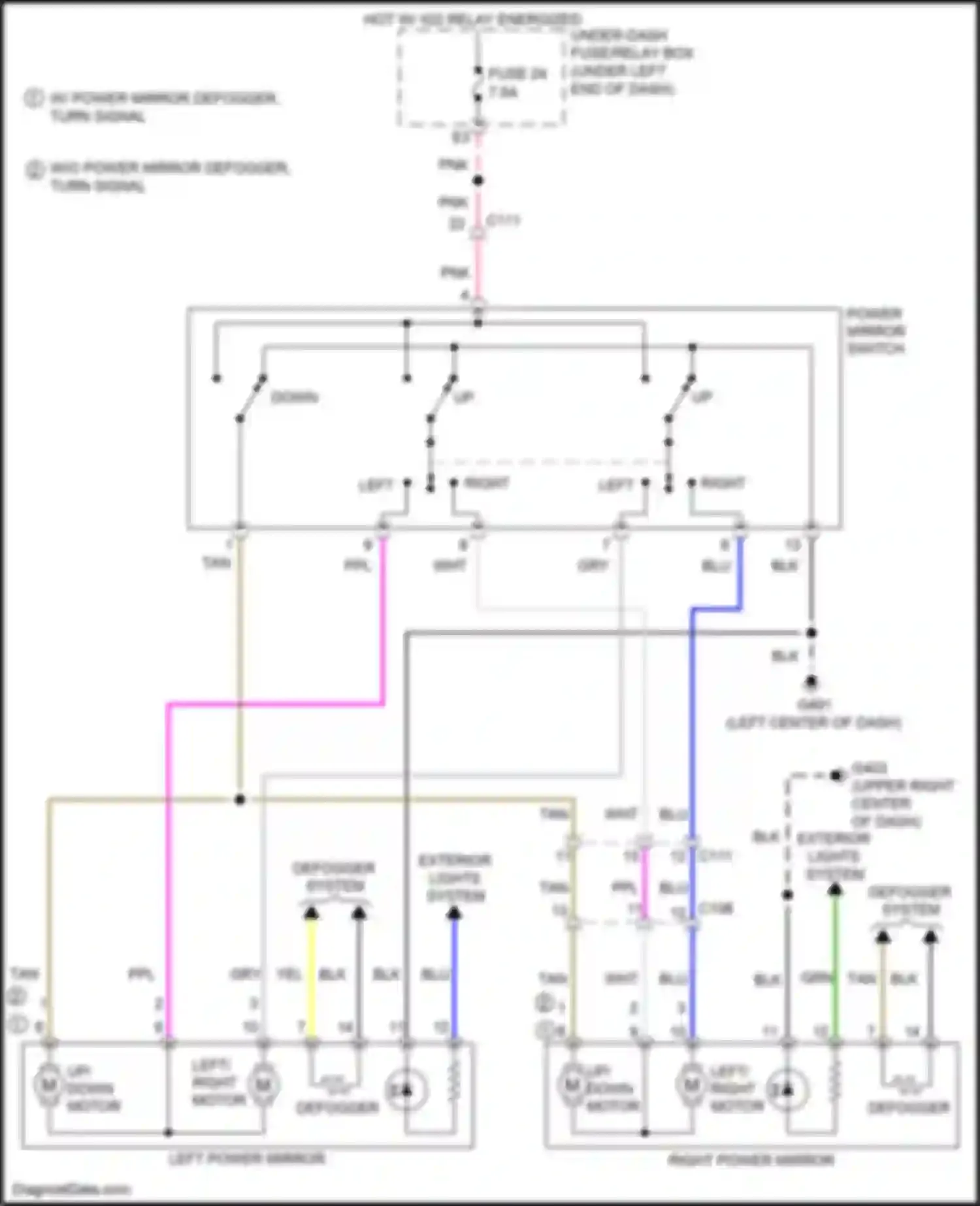 Wiring diagram w/ power mirror defogger, turn signal for Honda Jazz GK (2015-2017) (1 of 1)
