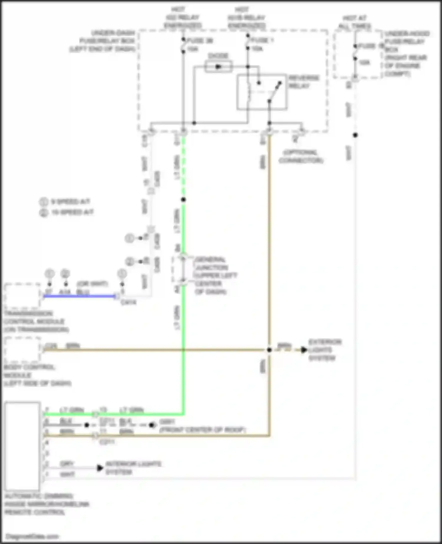 Wiring diagram automatic dimming inside mirror/homelink remote control for Honda Odyssey (North America) V facelift (2017-2020) (2 of 4)
