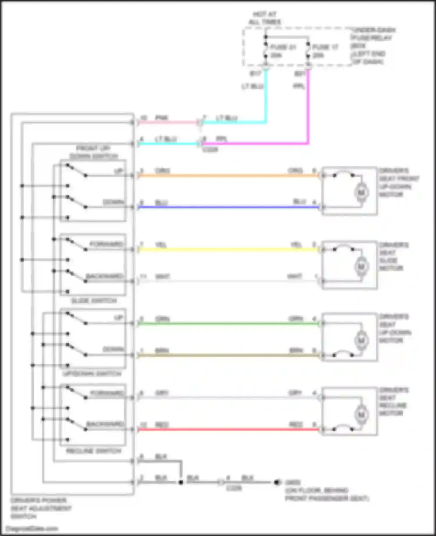 Wiring diagram front up-down switch for Honda Odyssey (North America) V facelift (2017-2020) (1 of 2)