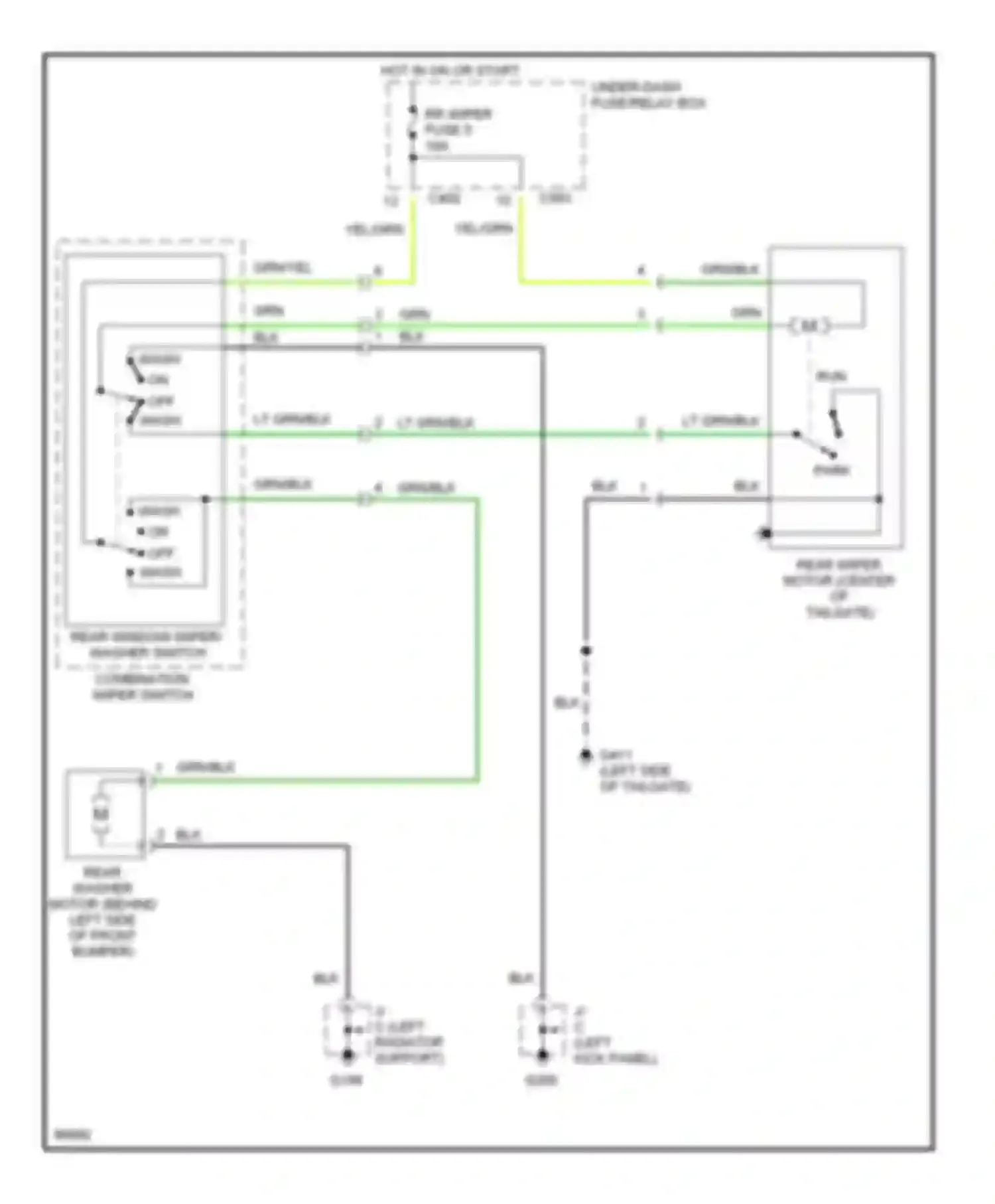 Odyssey Honda I (1994-1999): Rear washer/wiper circuit