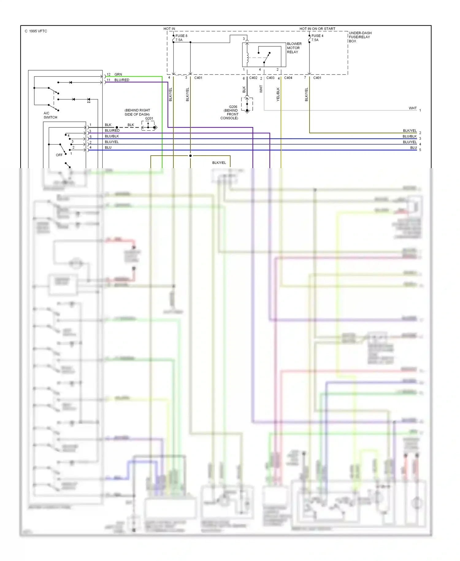 Wiring diagram a/c switch for Honda Odyssey I (1994-1999) (1 of 1)