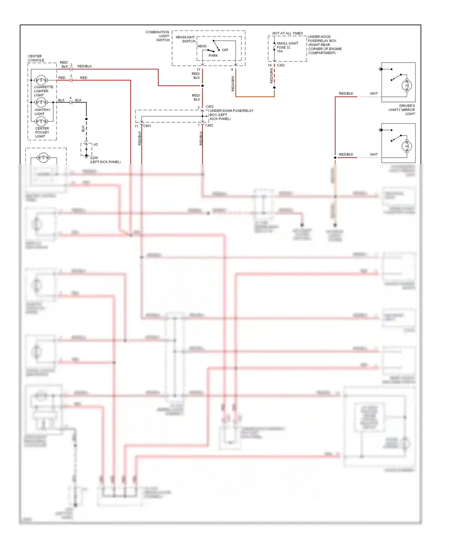 Wiring diagram combination light switch for Honda Odyssey I (1994-1999) (5 of 7)