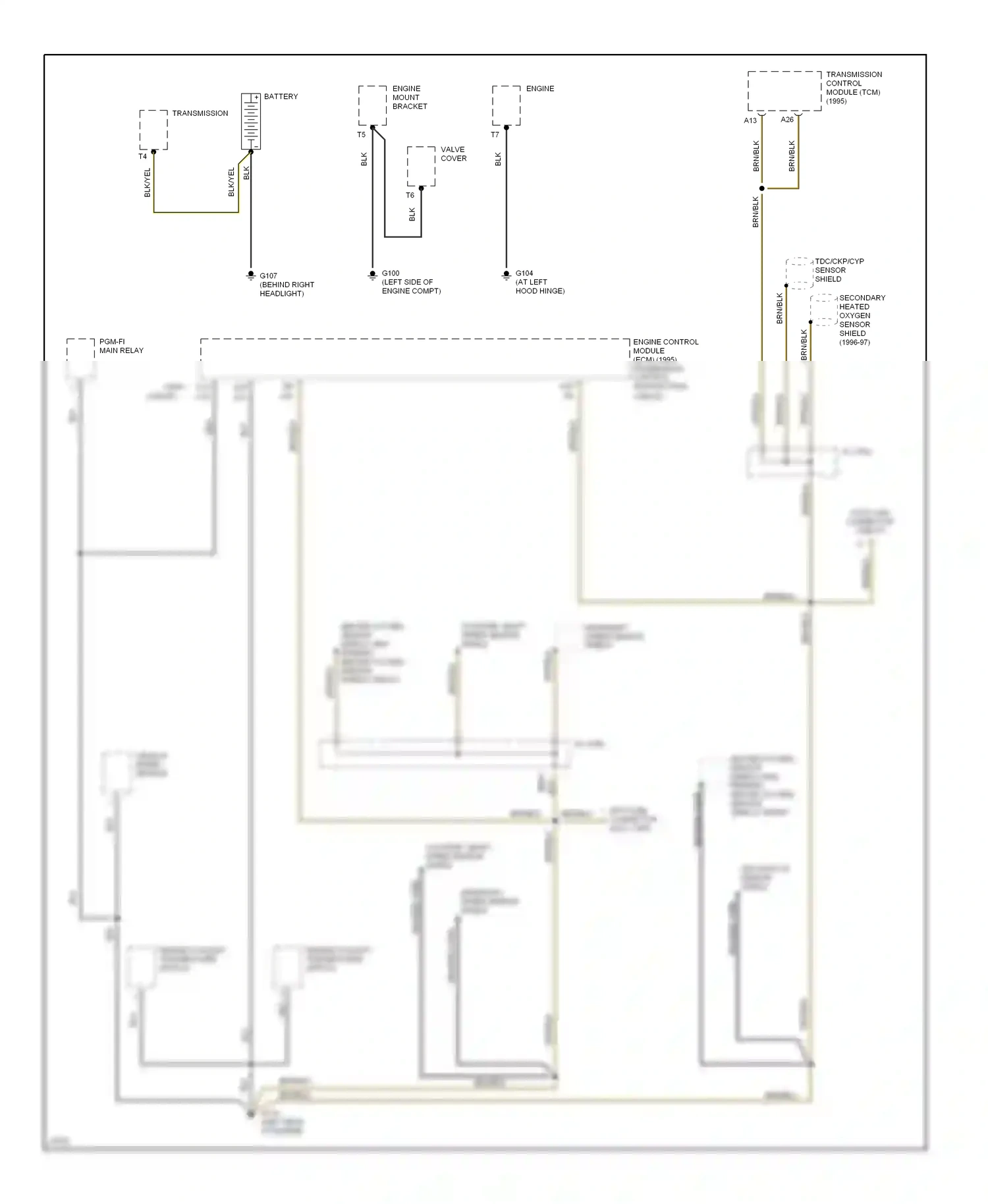 Wiring diagram engine coolant temperature switch b for Honda Odyssey I (1994-1999) (1 of 1)