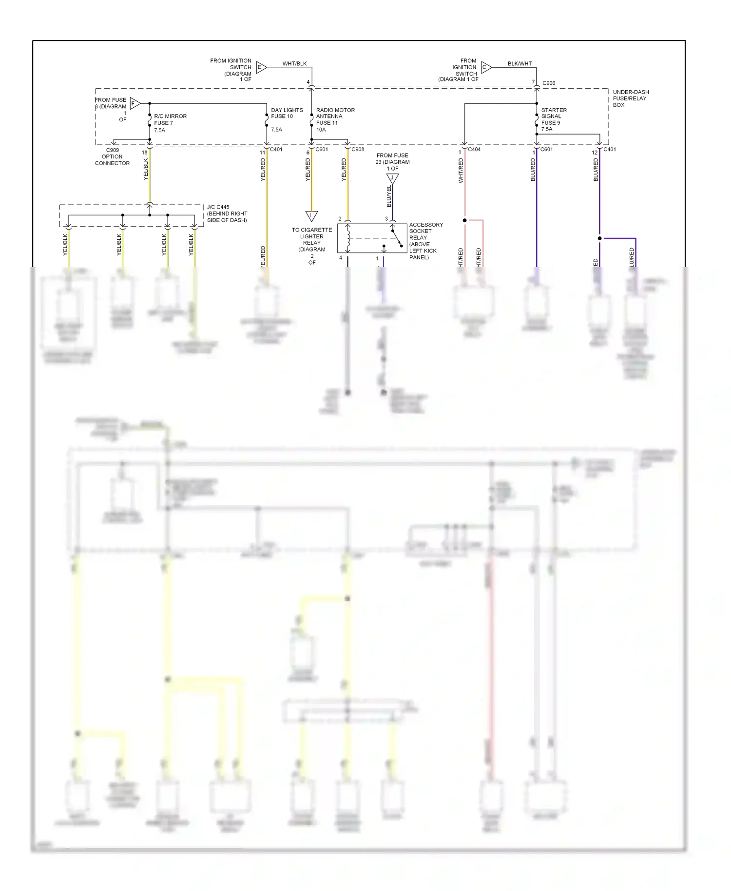 Wiring diagram from ignition switch for Honda Odyssey I (1994-1999) (1 of 1)