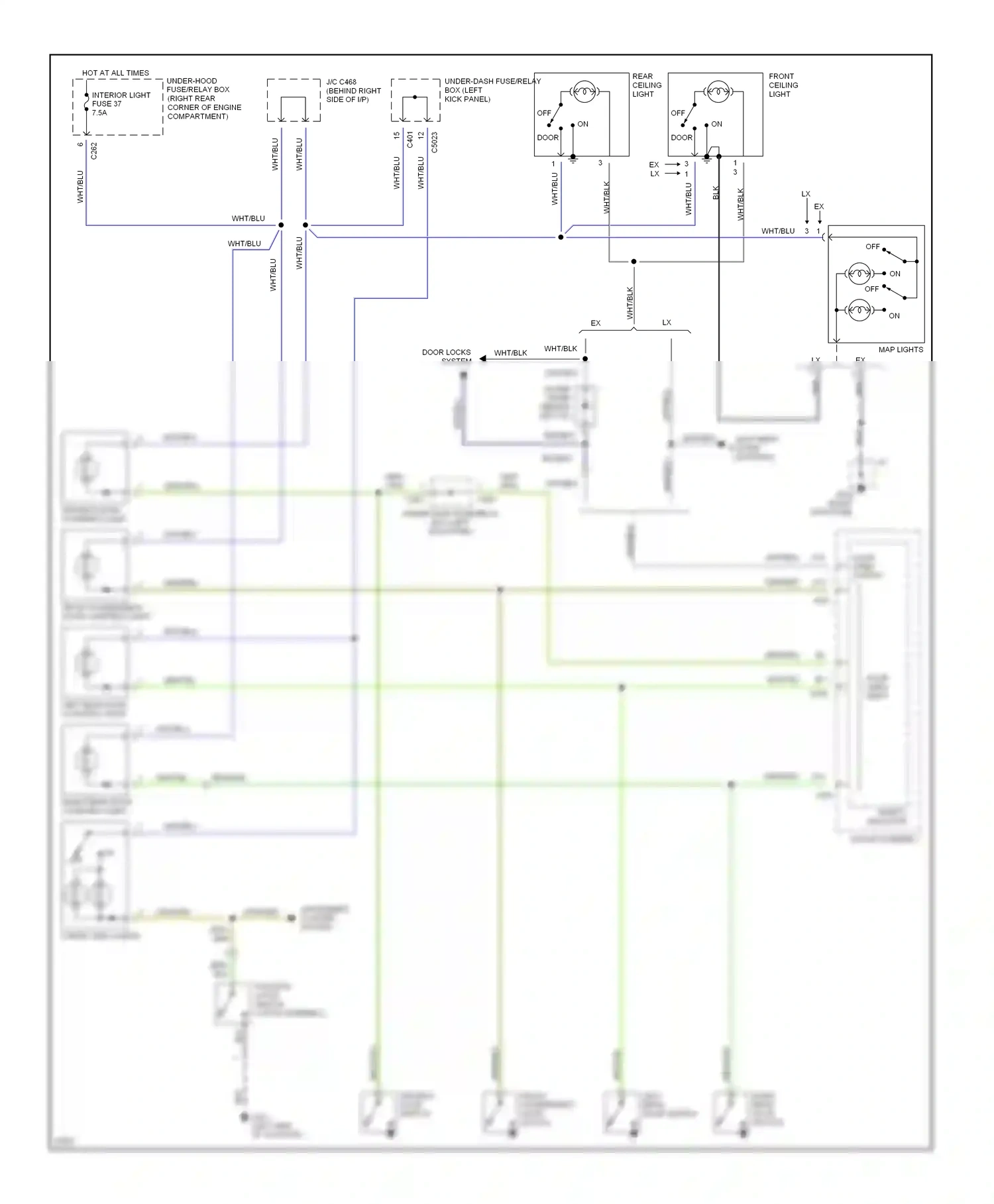 Wiring diagram front ceiling light for Honda Odyssey I (1994-1999) (1 of 1)