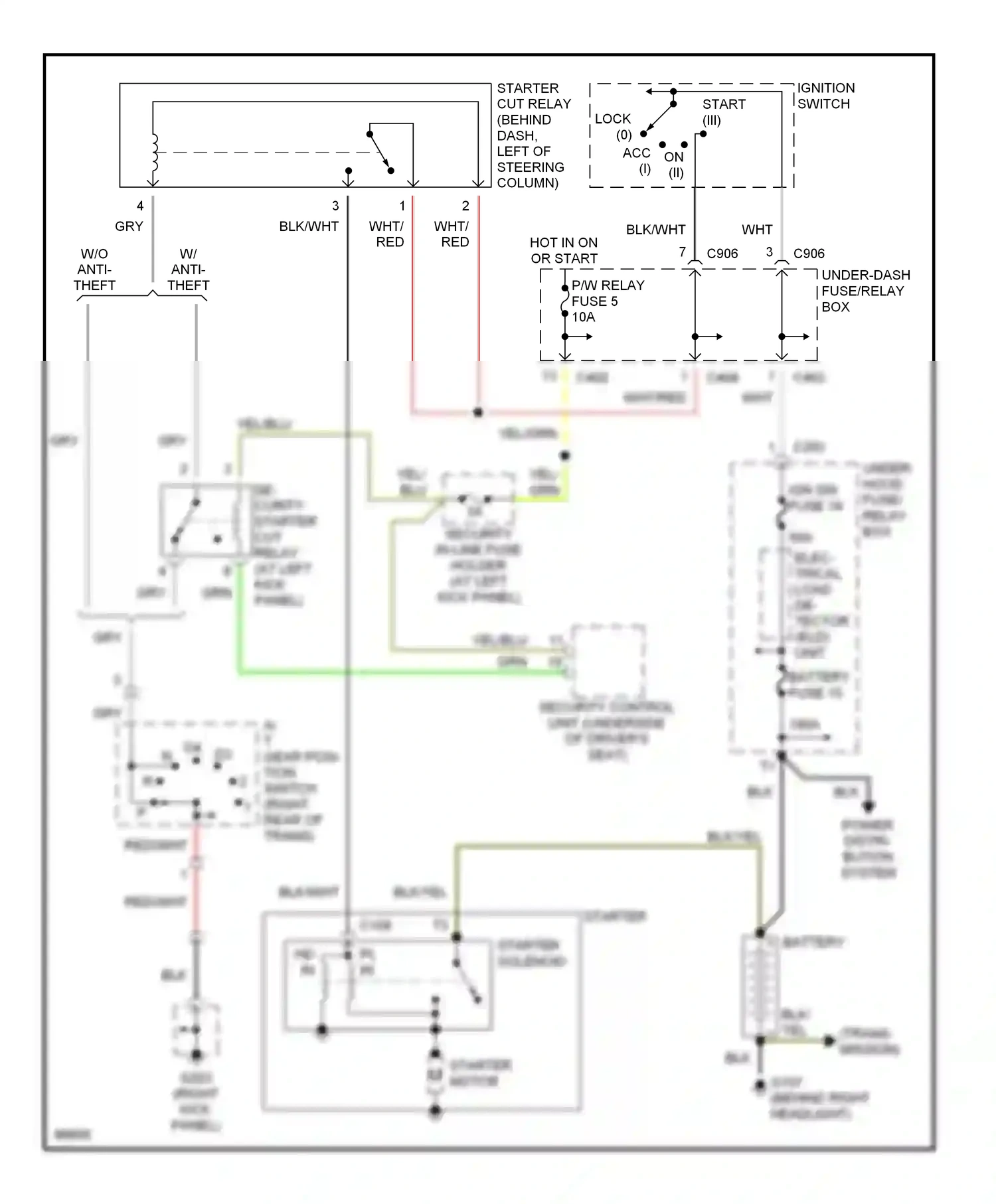 Wiring diagram ignition switch for Honda Odyssey I (1994-1999) (2 of 3)