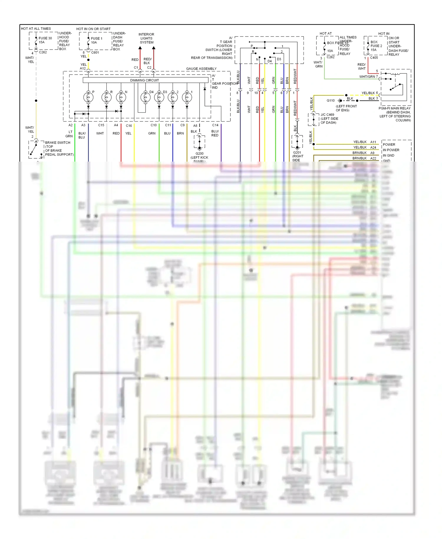 Wiring diagram interlock control unit for Honda Odyssey I (1994-1999) (1 of 4)