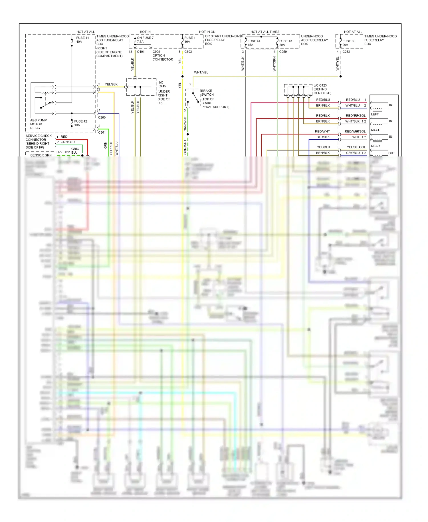 Wiring diagram left rear wheel sensor right front wheel sensor for Honda Odyssey I (1994-1999) (1 of 1)