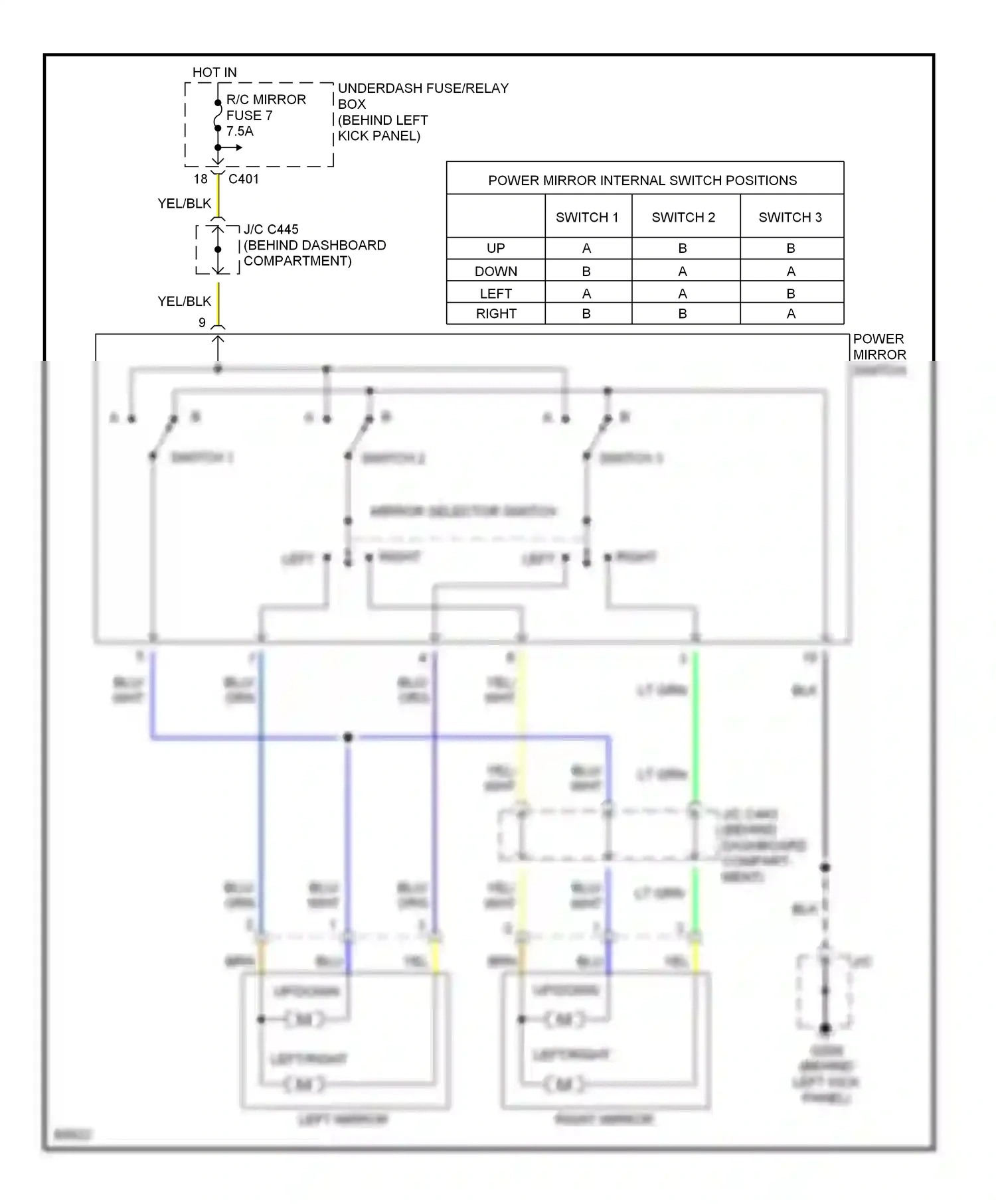 Wiring diagram switch 1 for Honda Odyssey I (1994-1999) (1 of 1)
