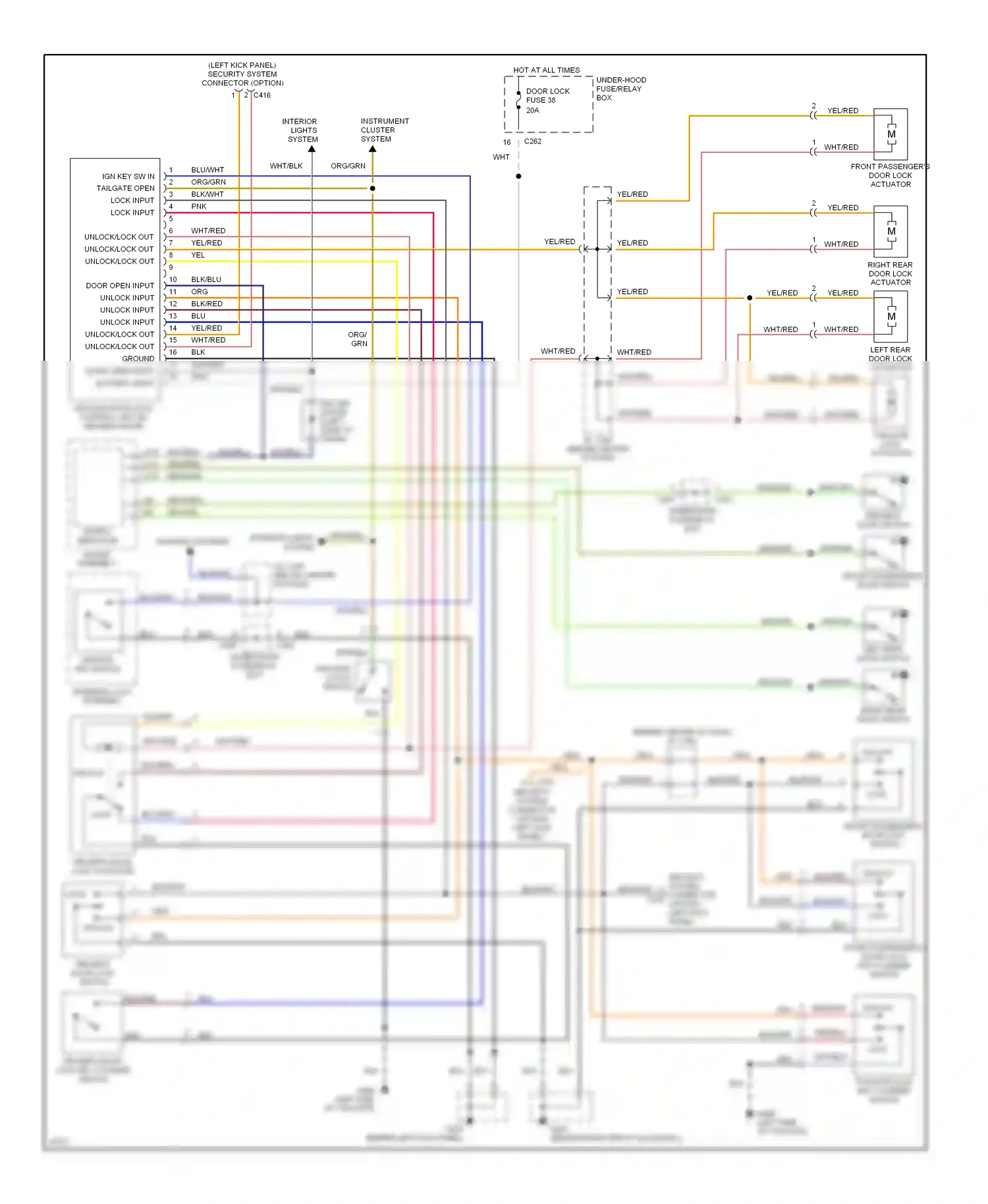Wiring diagram tailgate latch switch for Honda Odyssey I (1994-1999) (3 of 3)
